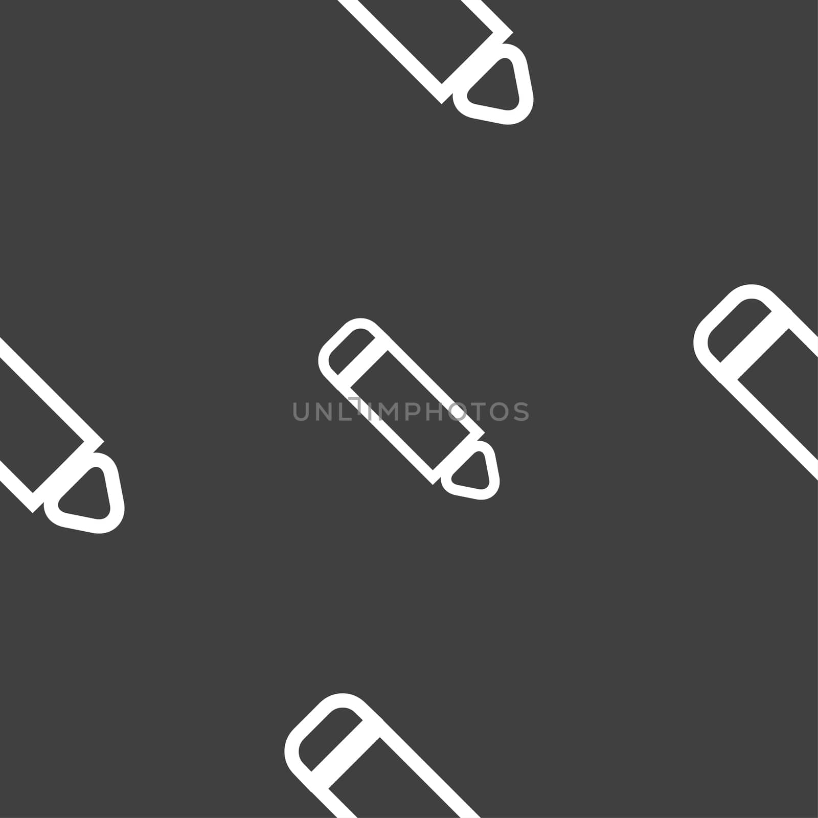 Pen icon sign. Seamless pattern on a gray background. illustration