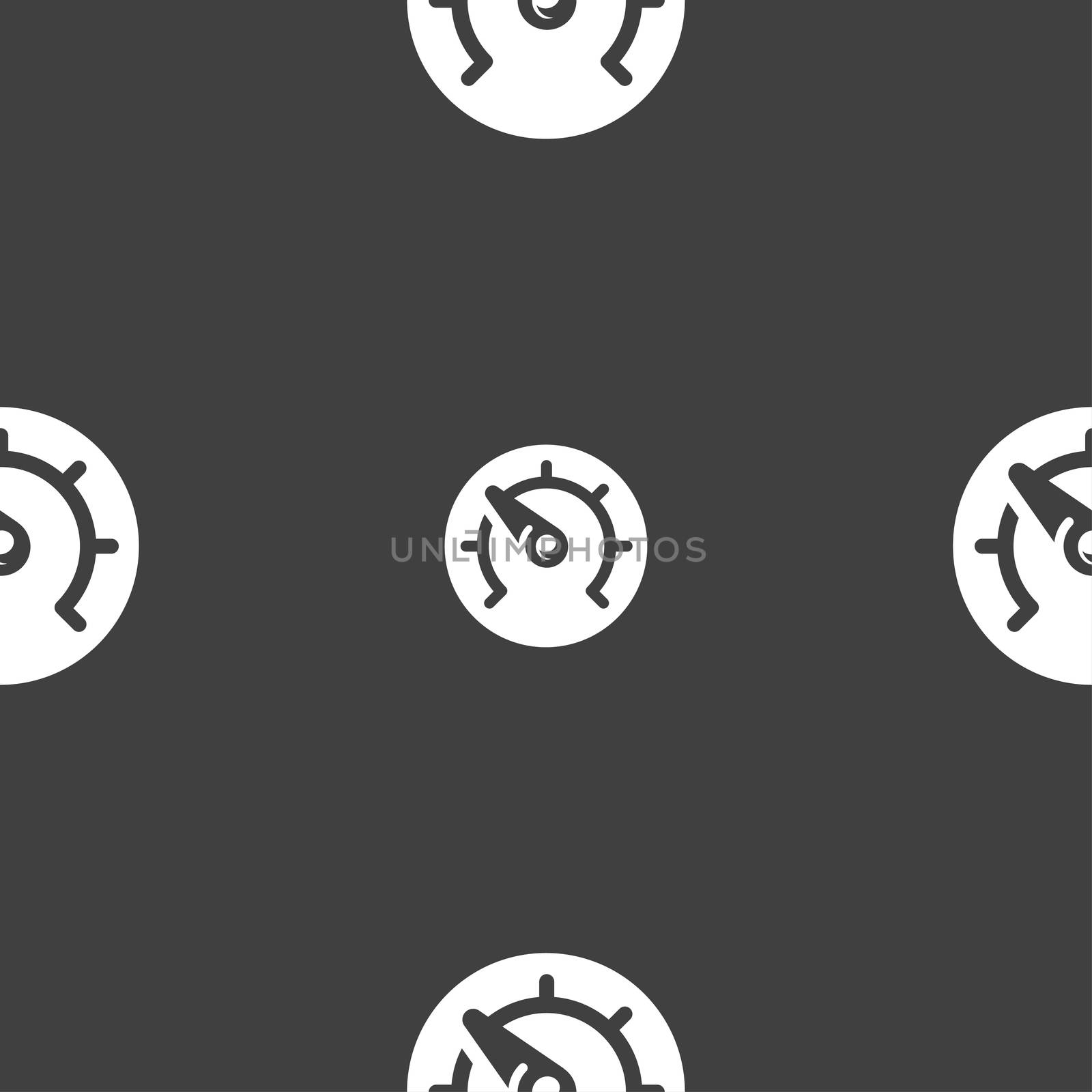 speed, speedometer icon sign. Seamless pattern on a gray background. illustration