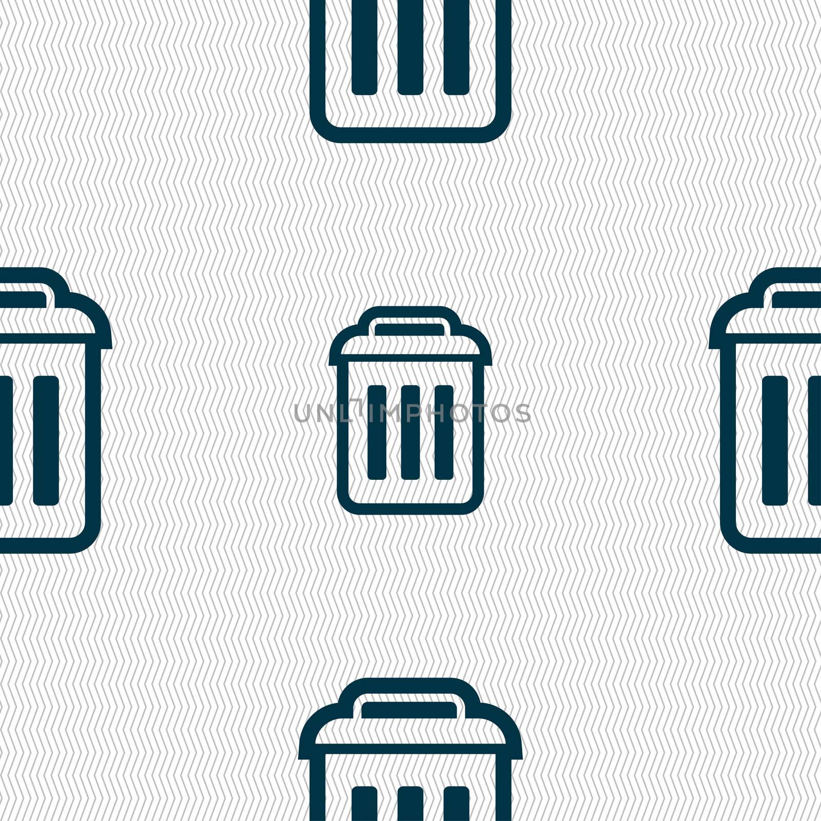 the trash icon sign. Seamless pattern with geometric texture. illustration