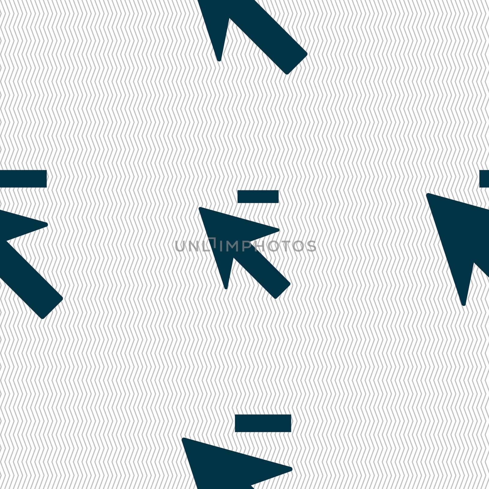 Cursor, arrow minus icon sign. Seamless abstract background with geometric shapes. illustration