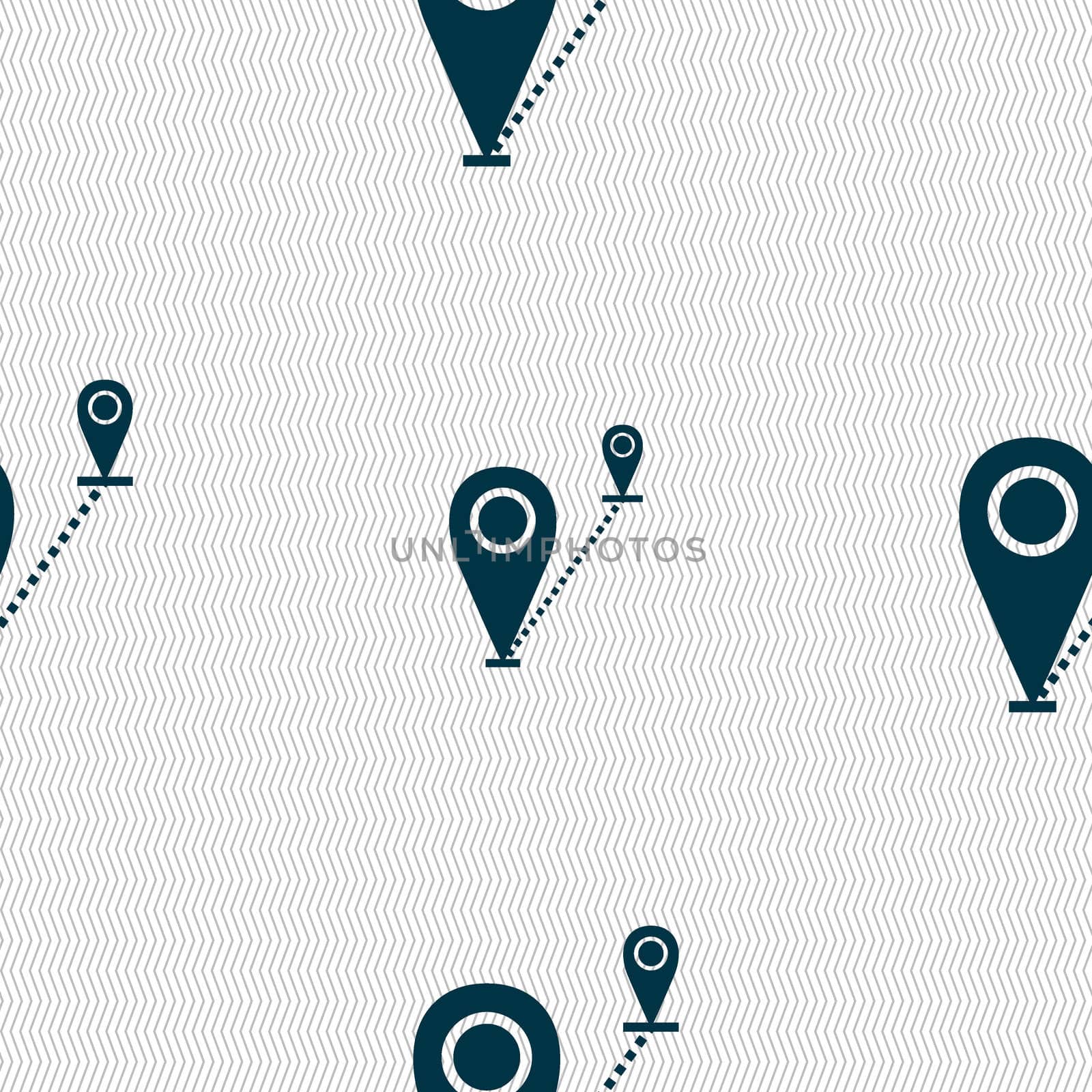 Map pointer icon sign. Seamless abstract background with geometric shapes. illustration