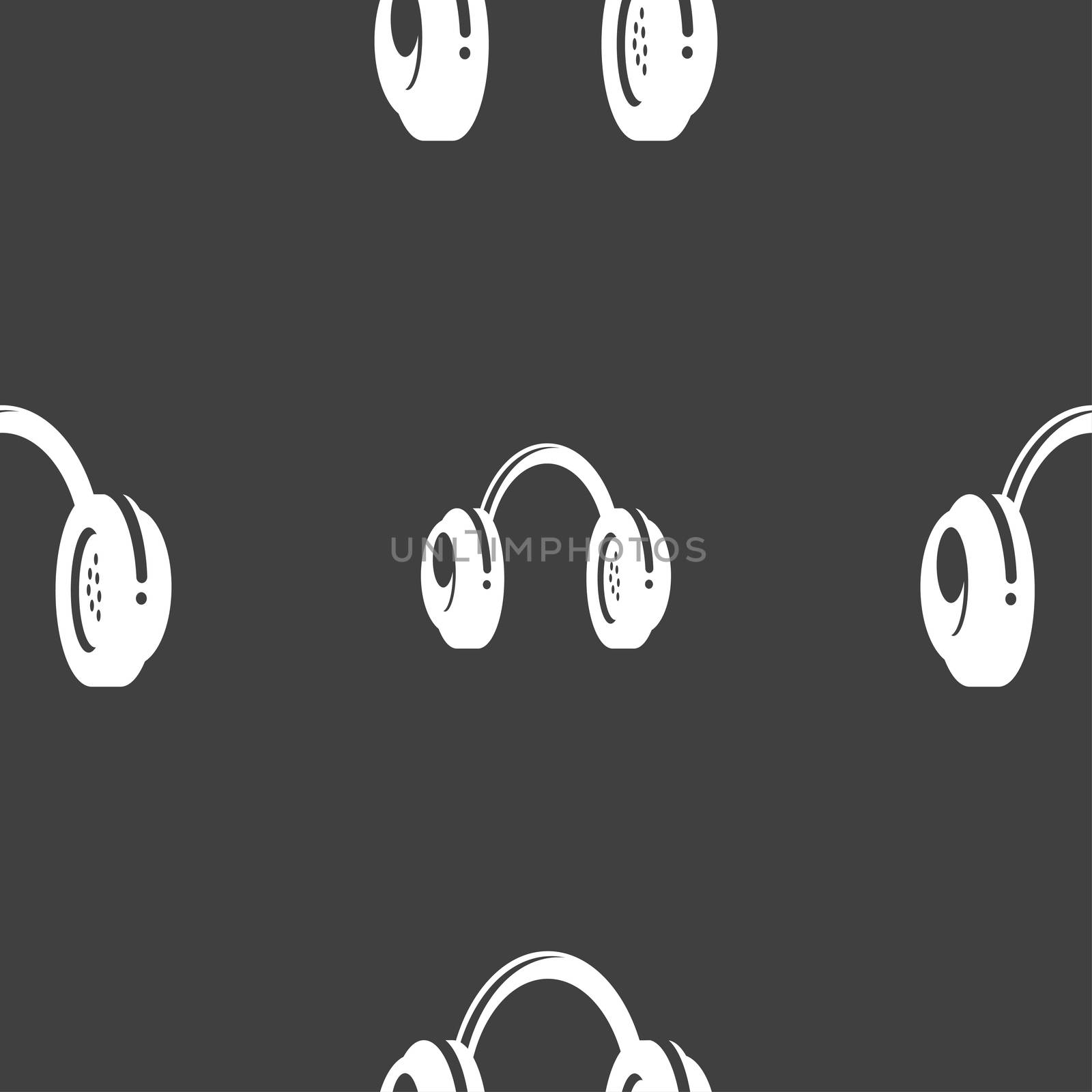 headsets icon sign. Seamless pattern on a gray background. illustration