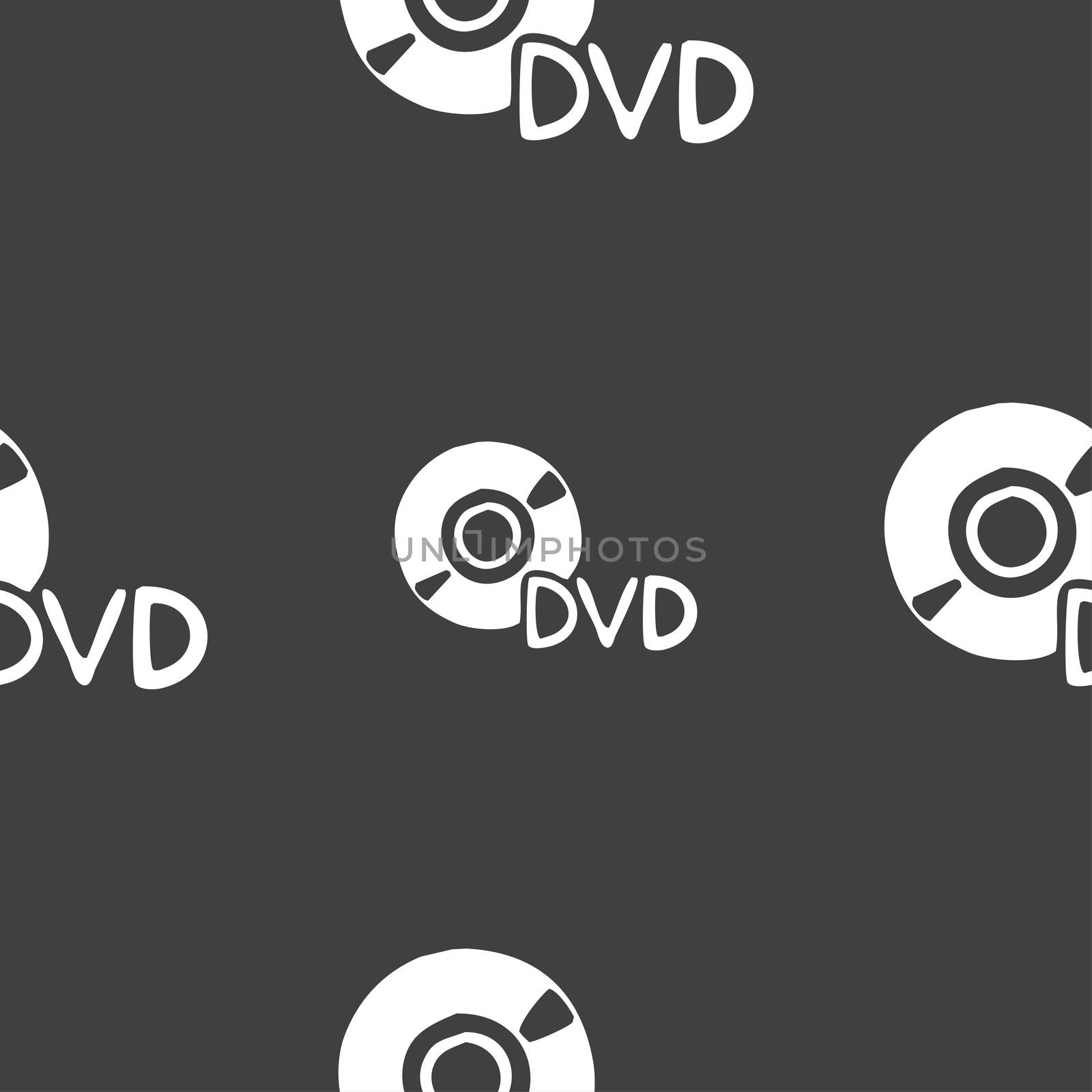 dvd icon sign. Seamless pattern on a gray background.  by serhii_lohvyniuk
