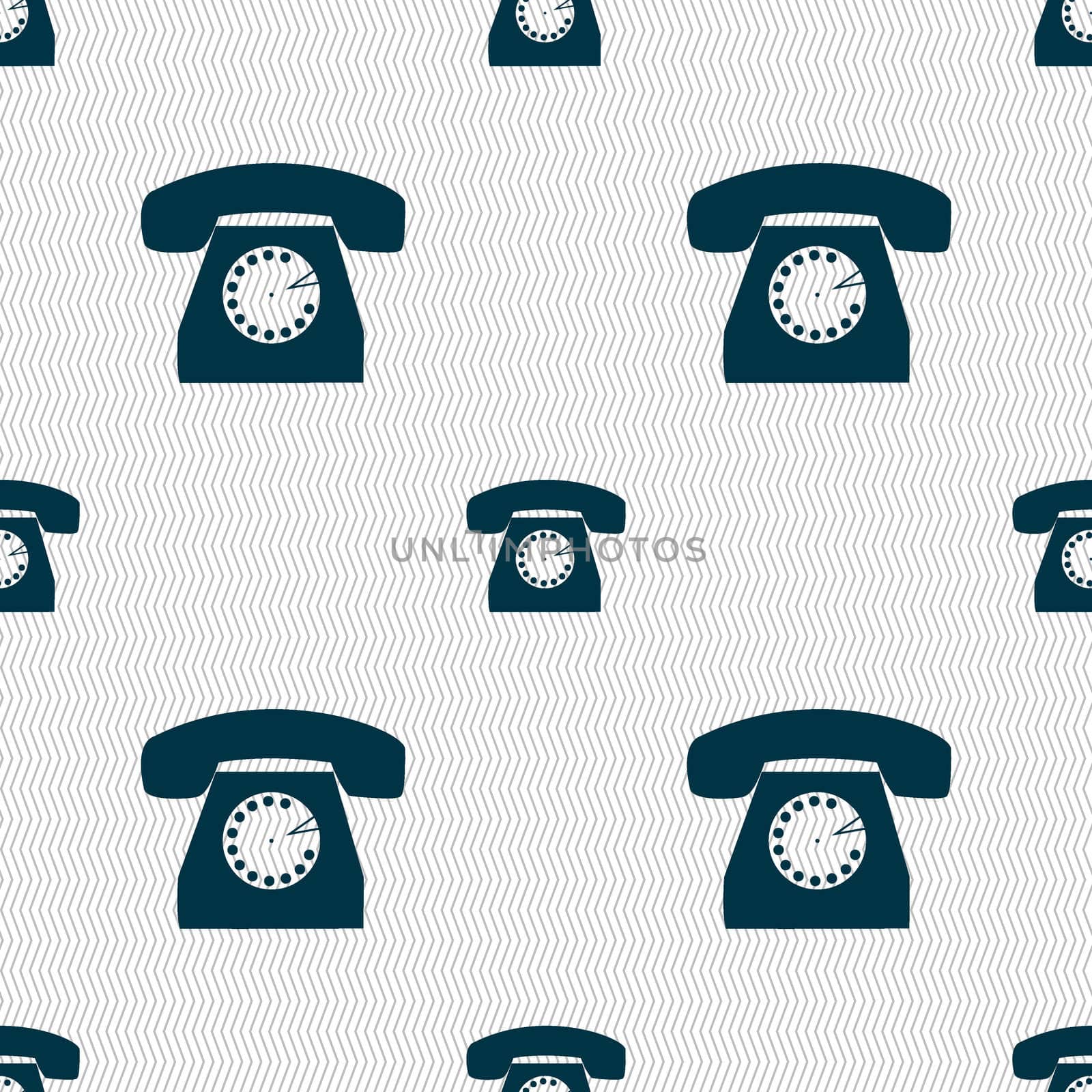 Retro telephone icon symbol. Seamless abstract background with geometric shapes. illustration