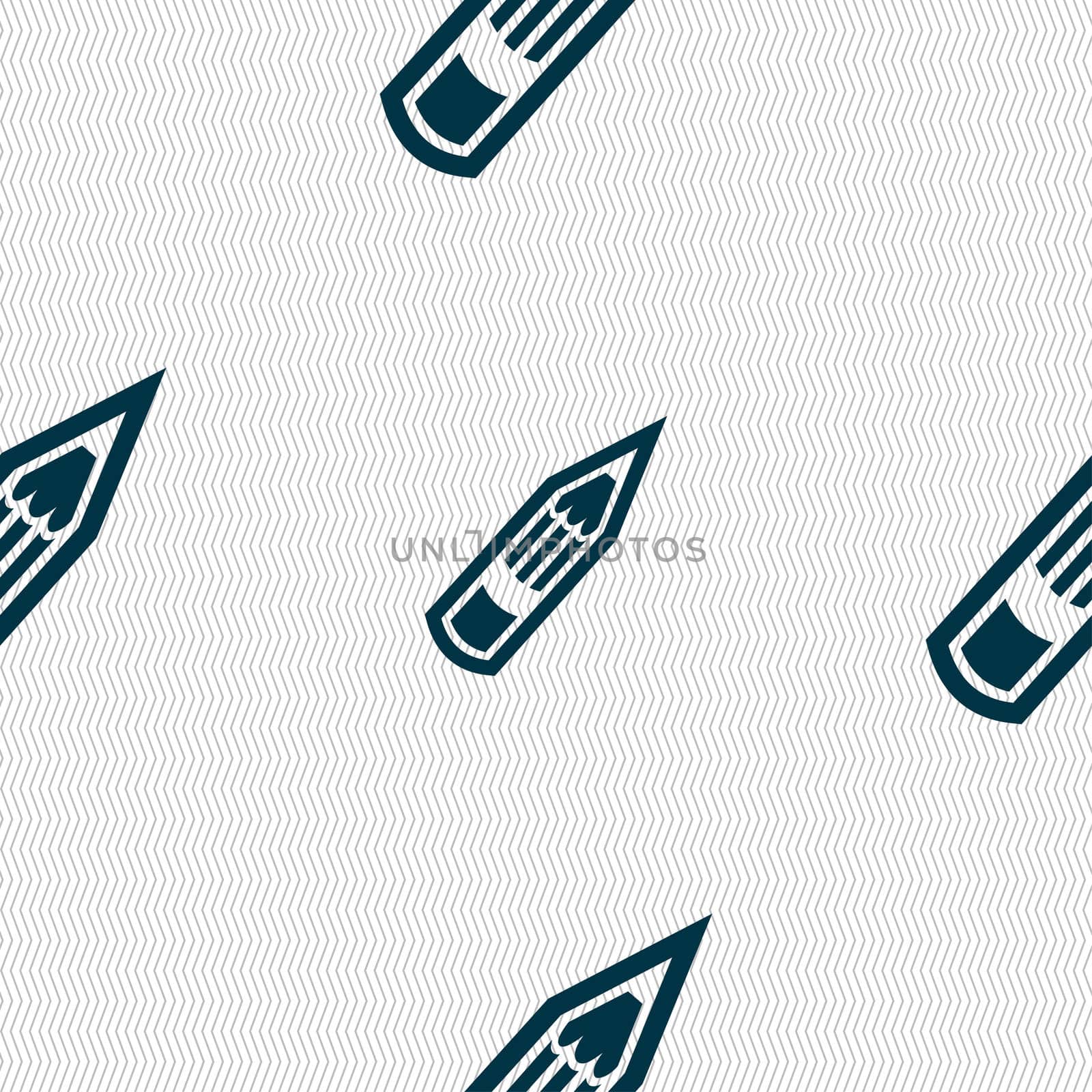 Pencil icon sign. Seamless pattern with geometric texture. illustration