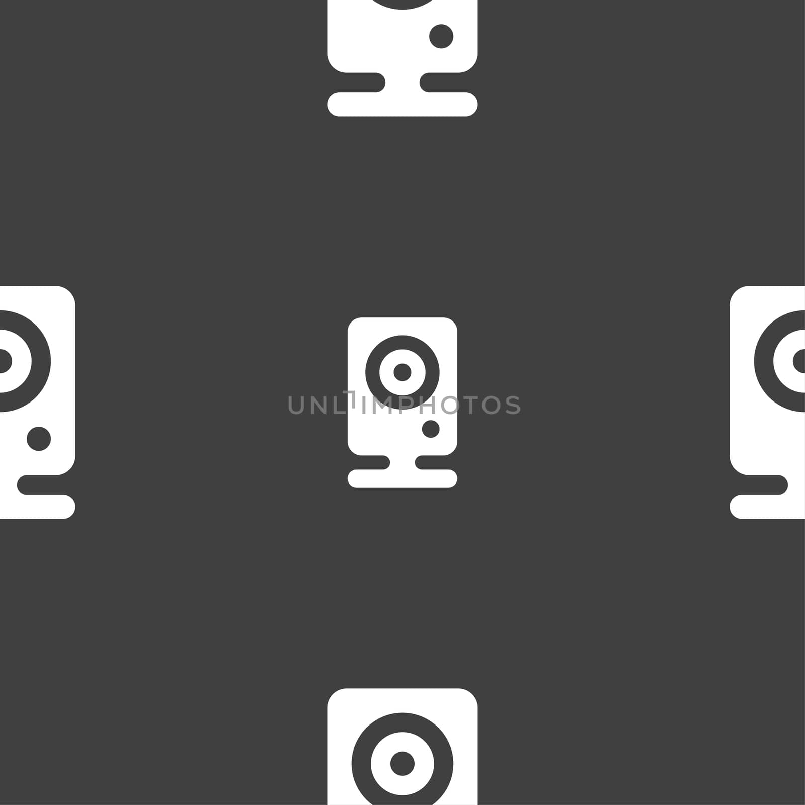 Web cam icon sign. Seamless pattern on a gray background. illustration