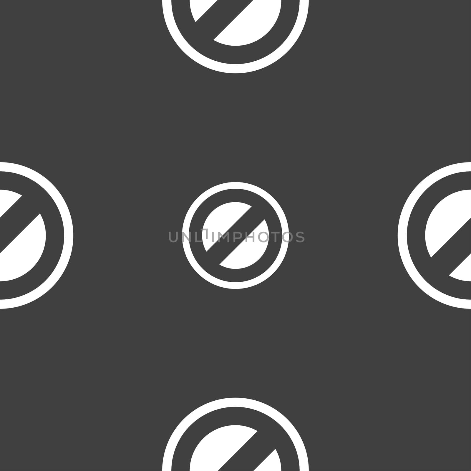 Cancel icon sign. Seamless pattern on a gray background. illustration