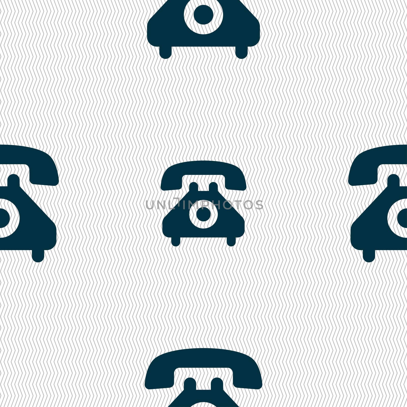 retro telephone handset icon sign. Seamless pattern with geometric texture. illustration