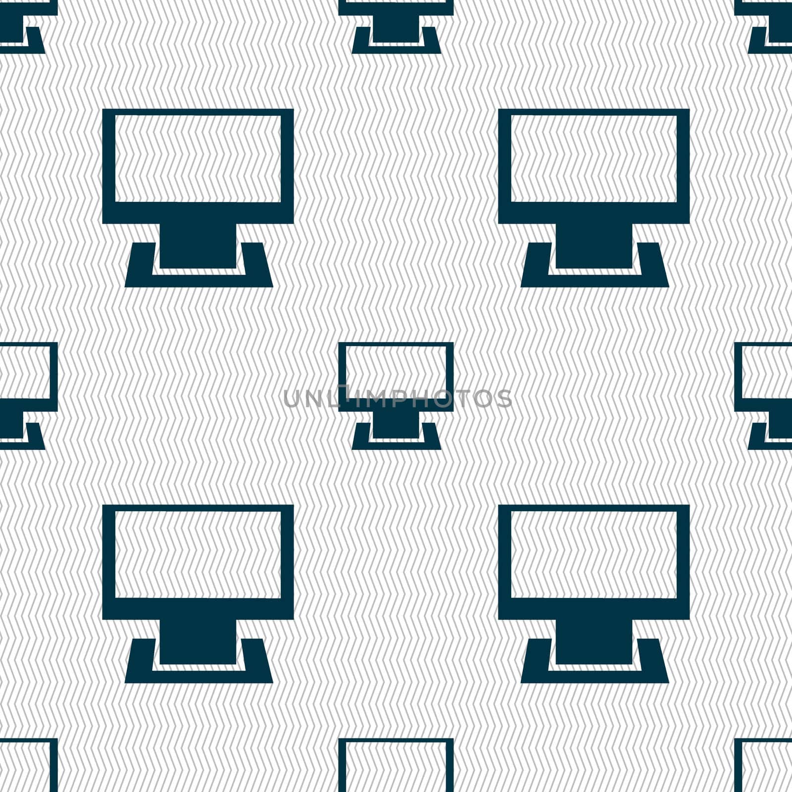 Computer widescreen monitor sign icon. Seamless abstract background with geometric shapes. illustration