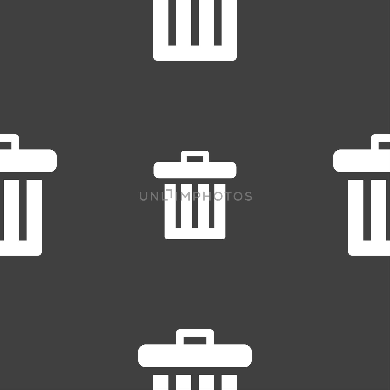 Recycle bin icon sign. Seamless pattern on a gray background. illustration