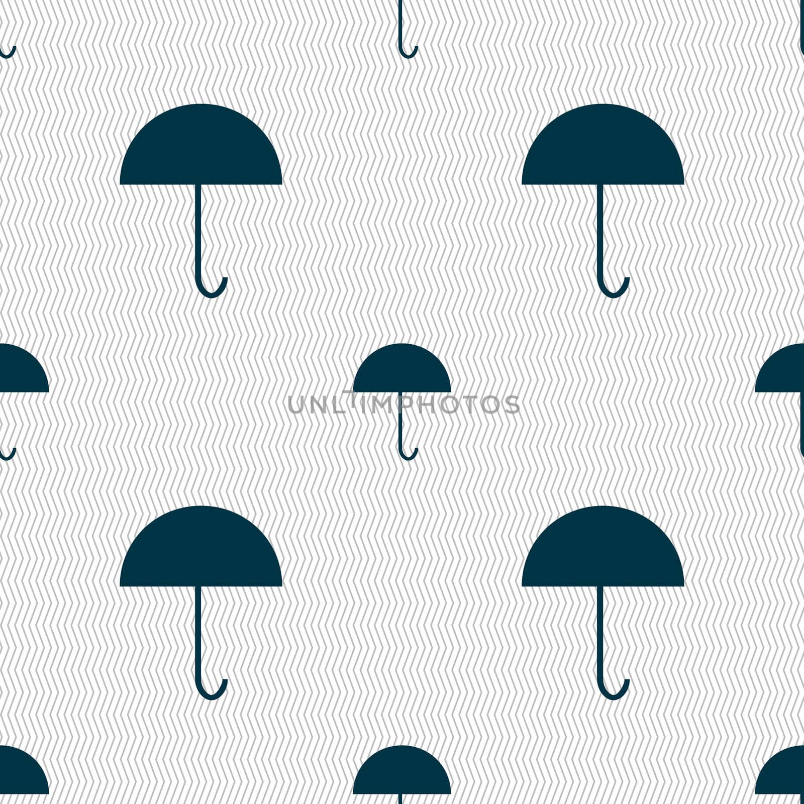 Umbrella sign icon. Rain protection symbol. Seamless abstract background with geometric shapes. illustration