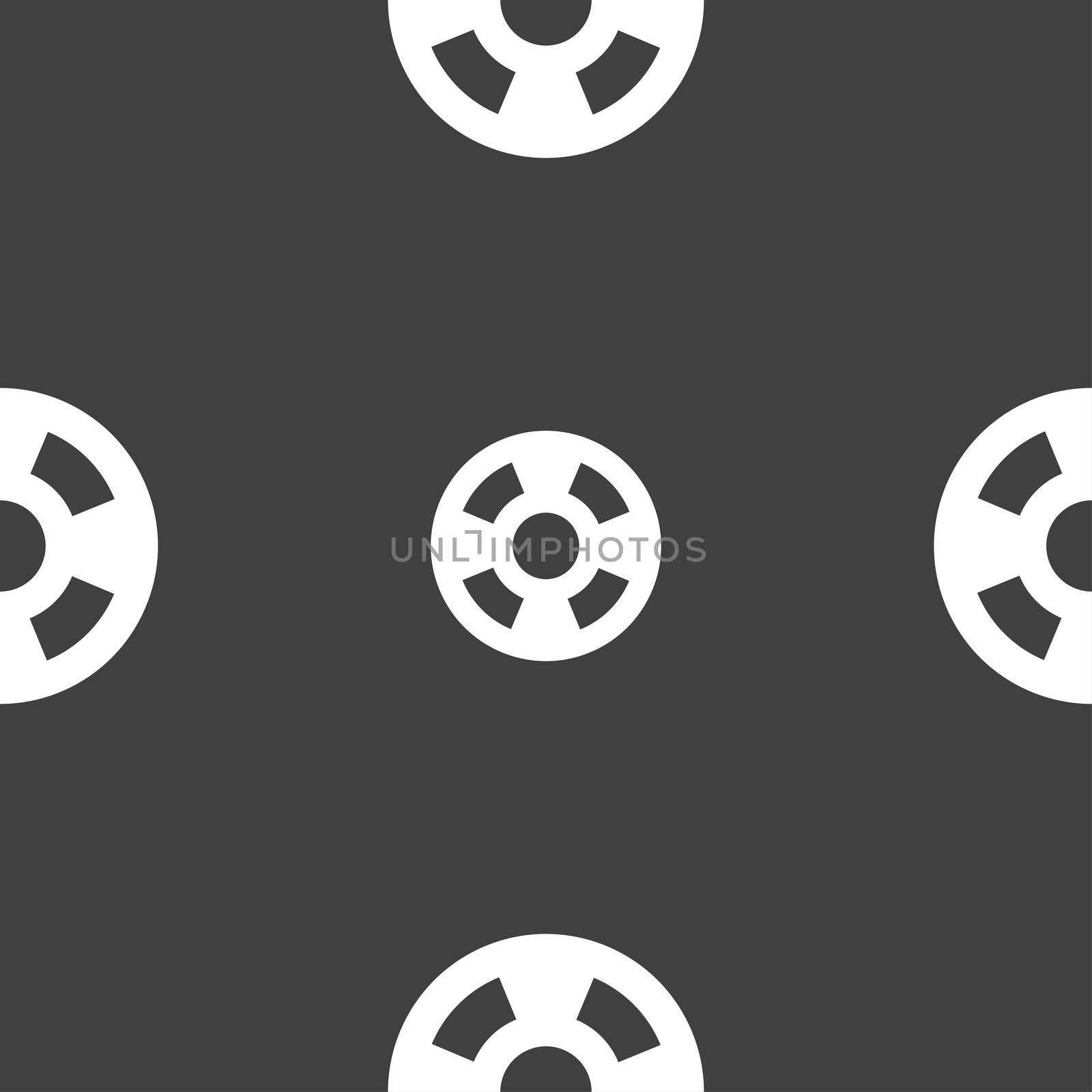 film icon sign. Seamless pattern on a gray background. illustration
