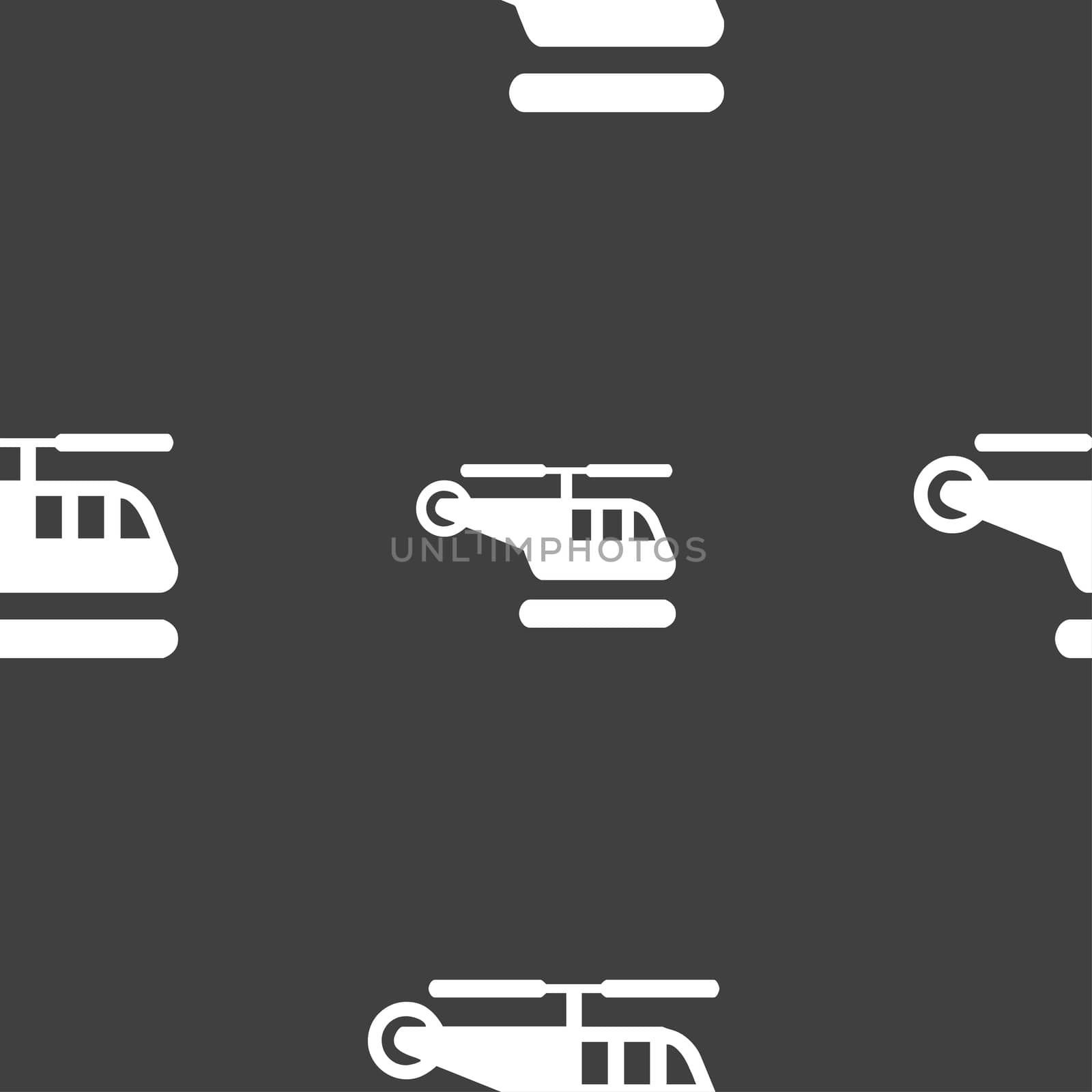 helicopter icon sign. Seamless pattern on a gray background. illustration