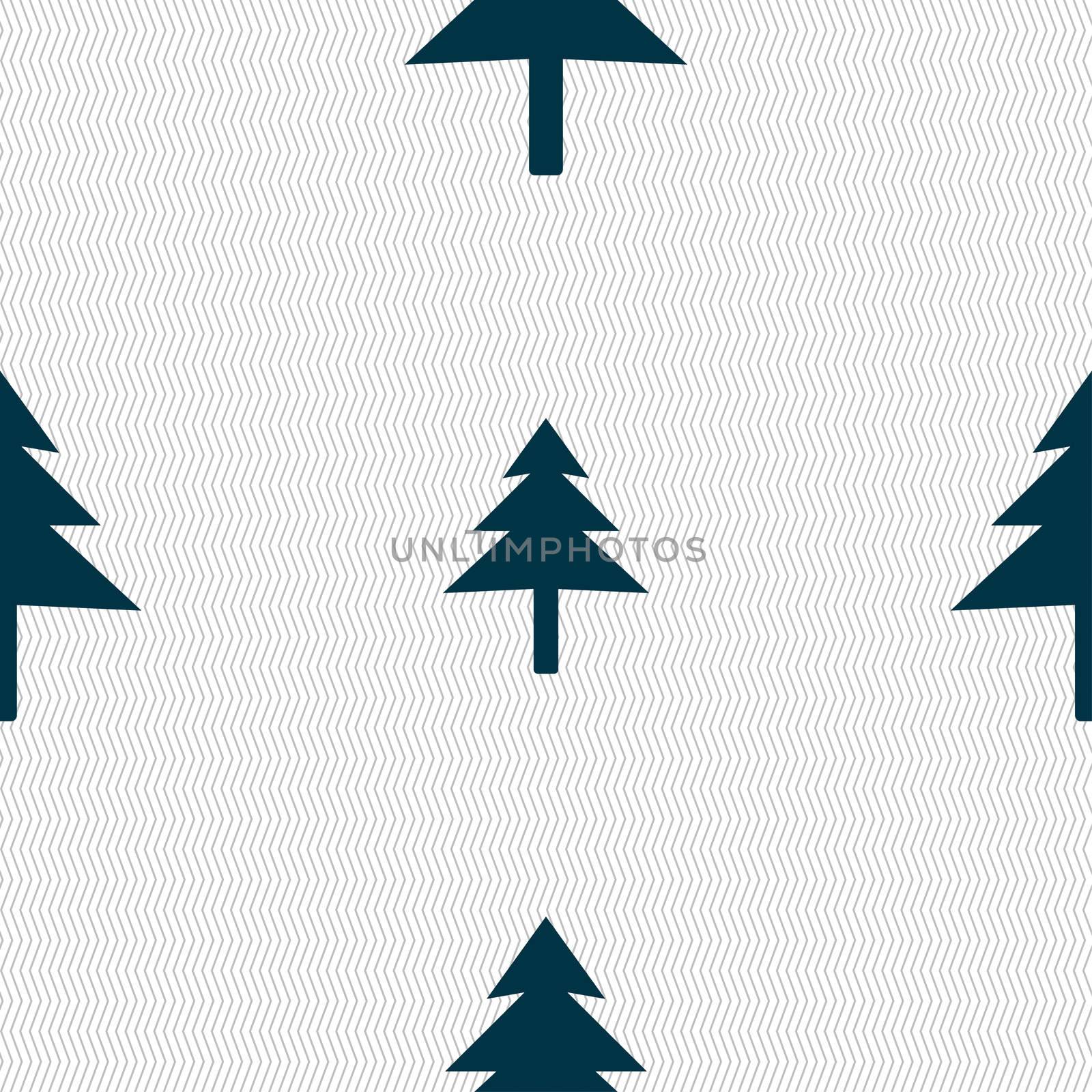 Christmas tree icon sign. Seamless pattern with geometric texture. illustration