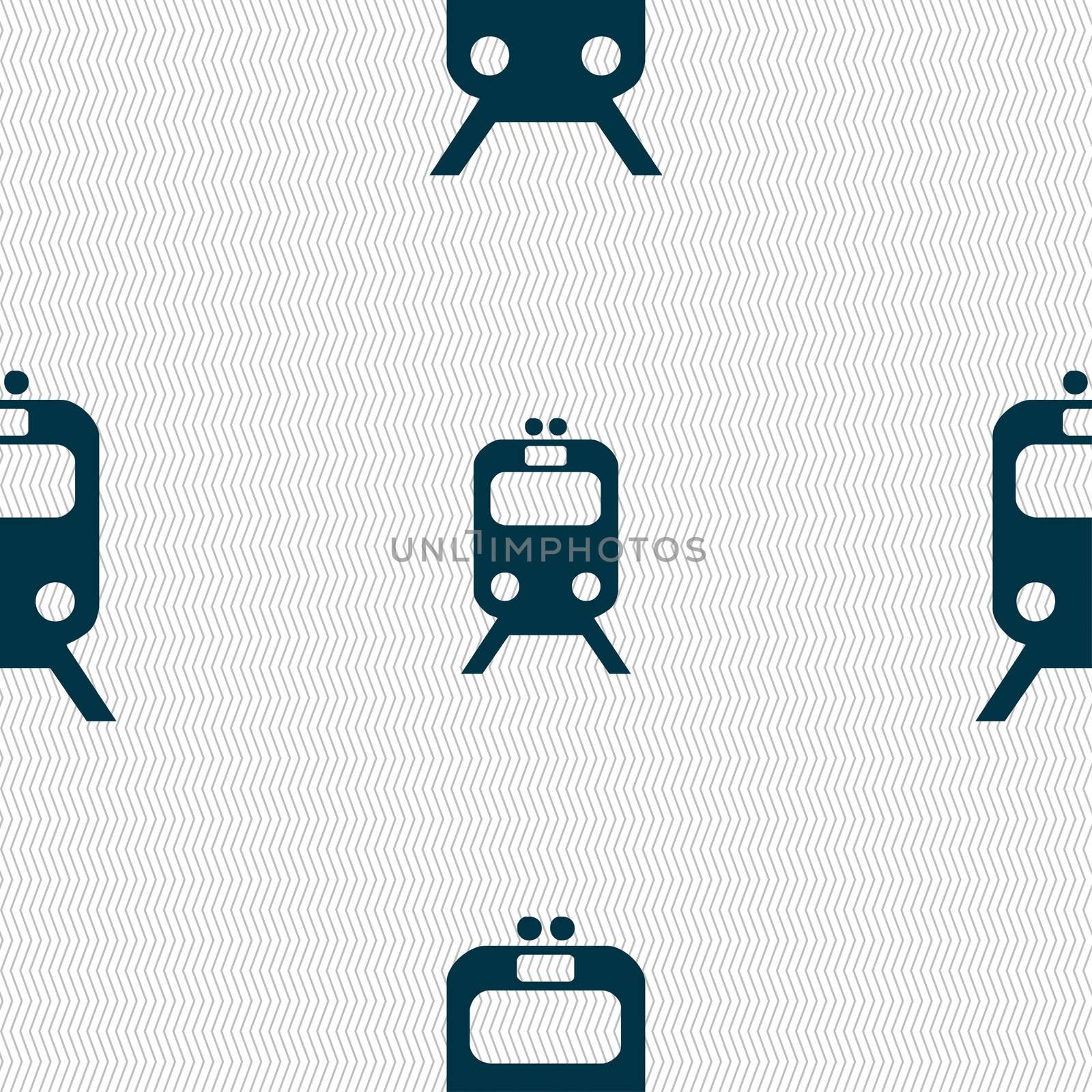 train icon sign. Seamless pattern with geometric texture. illustration