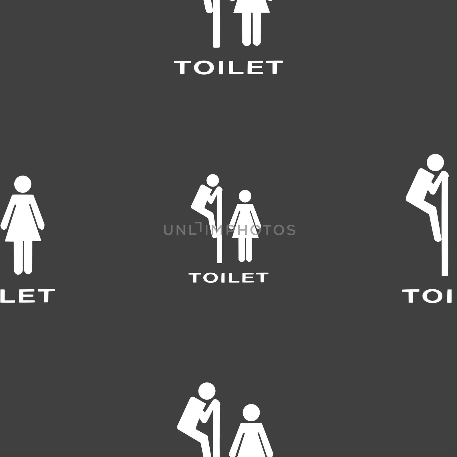 toilet icon sign. Seamless pattern on a gray background. illustration