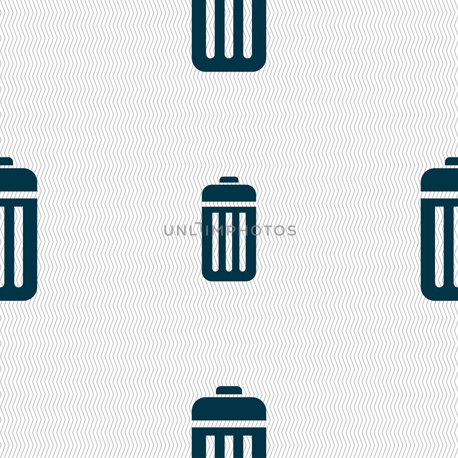 The trash icon sign. Seamless pattern with geometric texture. illustration