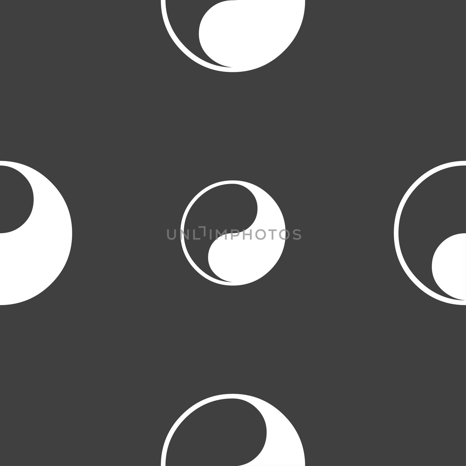 Yin Yang icon sign. Seamless pattern on a gray background. illustration