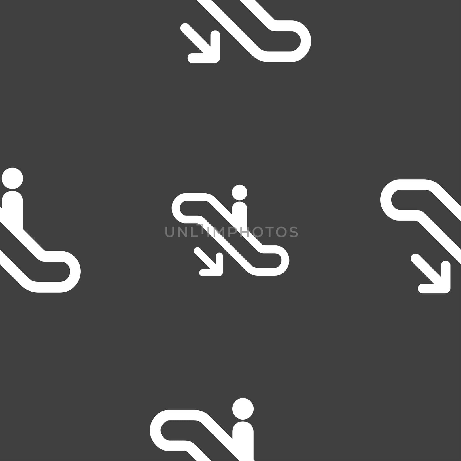 elevator, Escalator, Staircase icon sign. Seamless pattern on a gray background.  by serhii_lohvyniuk