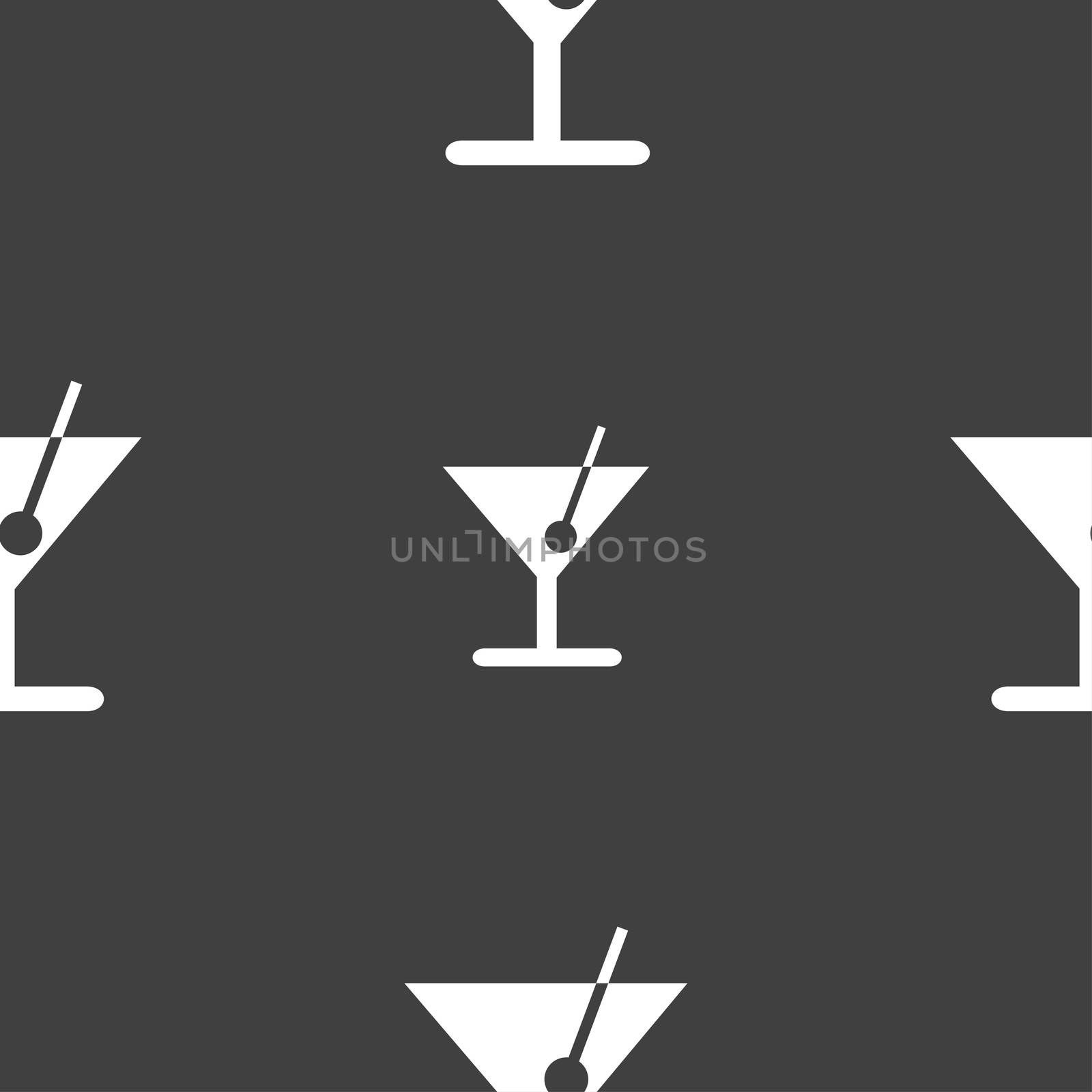 cocktail icon sign. Seamless pattern on a gray background. illustration