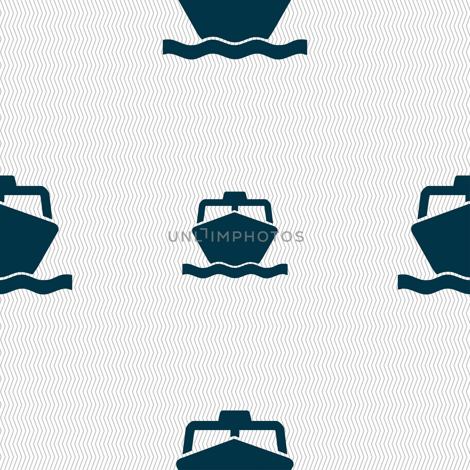 the boat icon sign. Seamless pattern with geometric texture.  by serhii_lohvyniuk