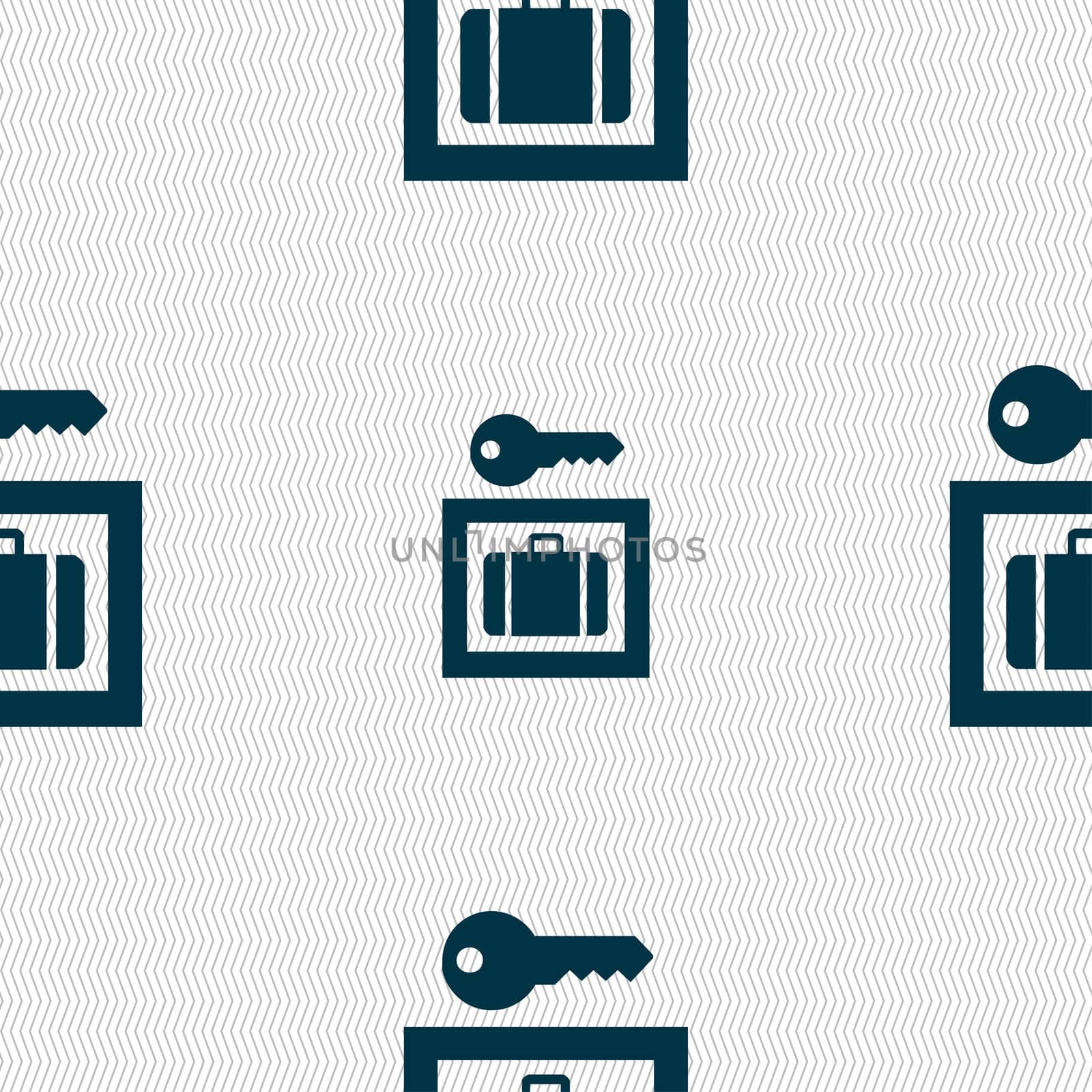 Luggage Storage icon sign. Seamless pattern with geometric texture.  by serhii_lohvyniuk