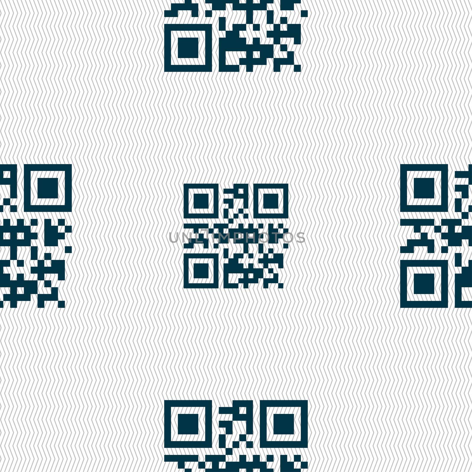 Qr code icon sign. Seamless pattern with geometric texture. illustration