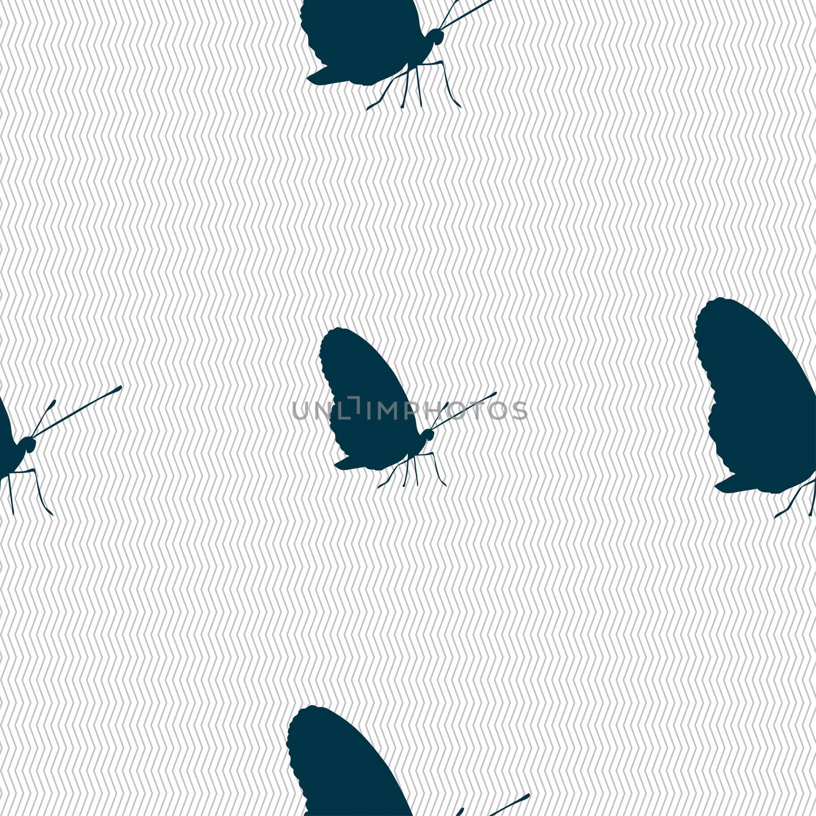 butterfly icon sign. Seamless pattern with geometric texture. illustration