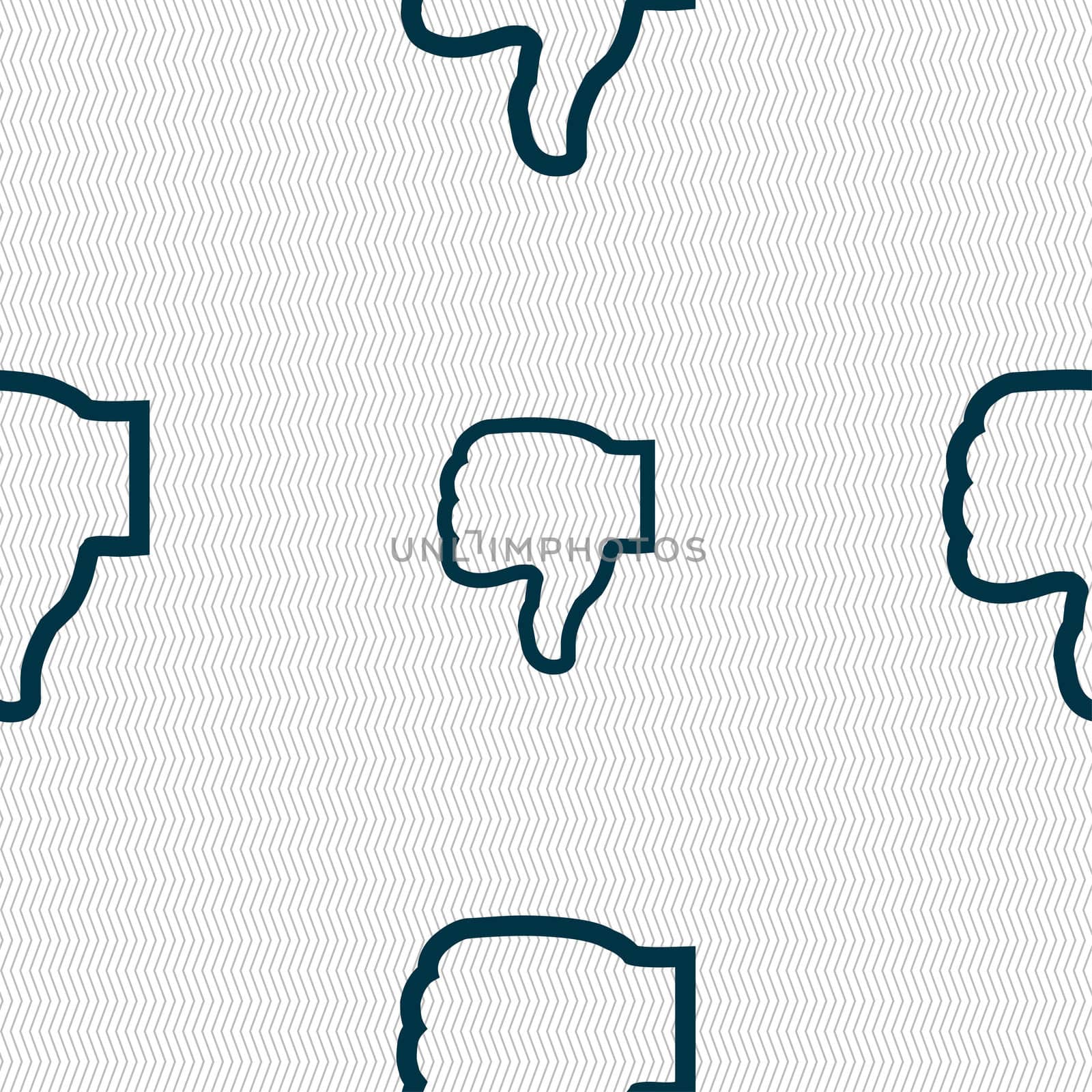 Dislike icon sign. Seamless pattern with geometric texture. illustration