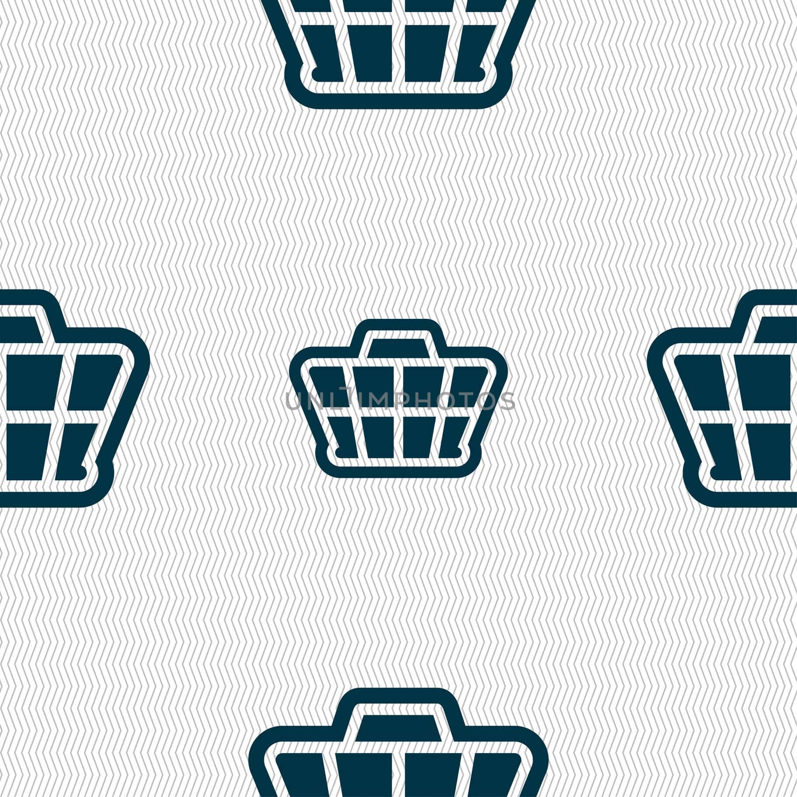 Shopping Cart icon sign. Seamless pattern with geometric texture. illustration