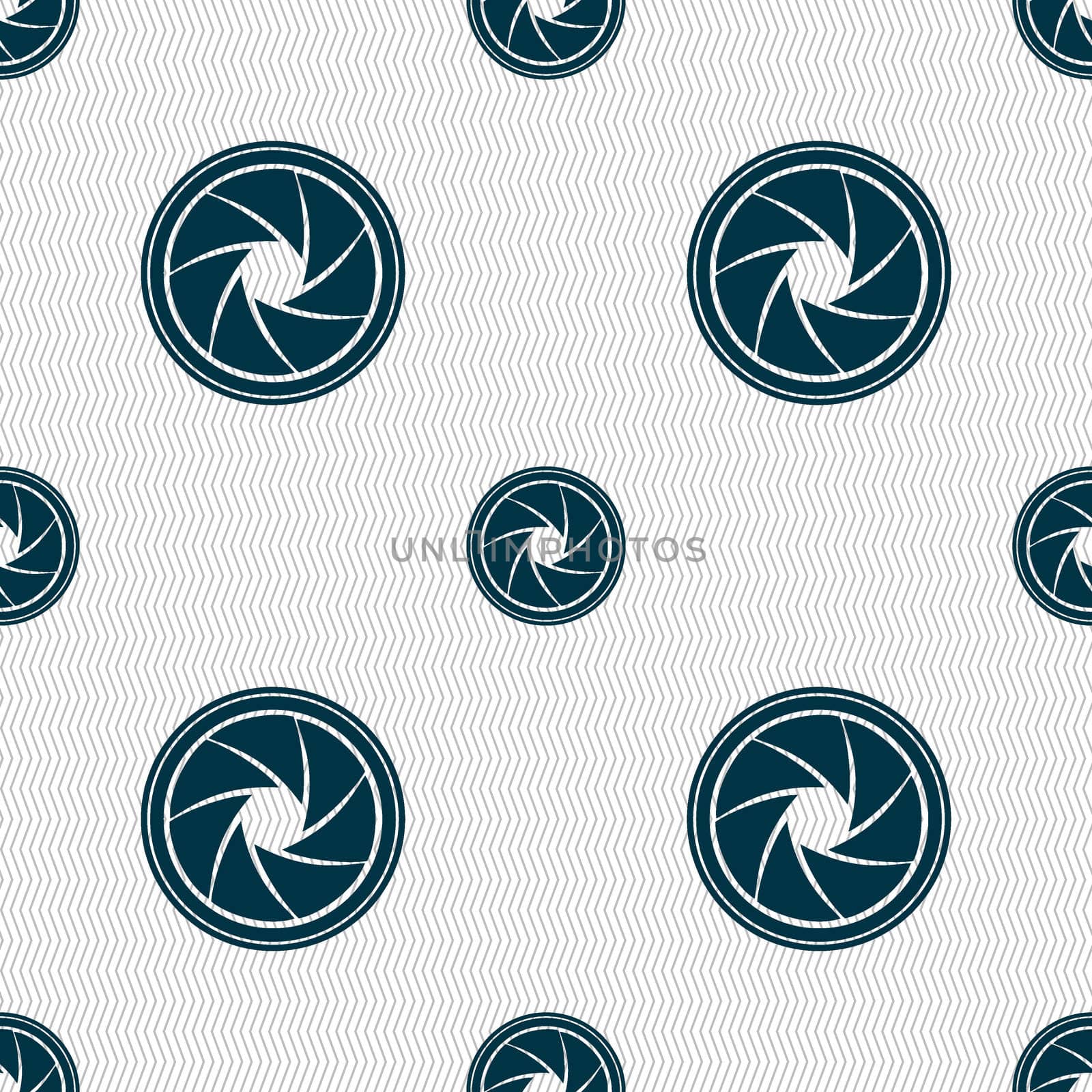 diaphragm icon. Aperture sign. Seamless abstract background with geometric shapes. illustration