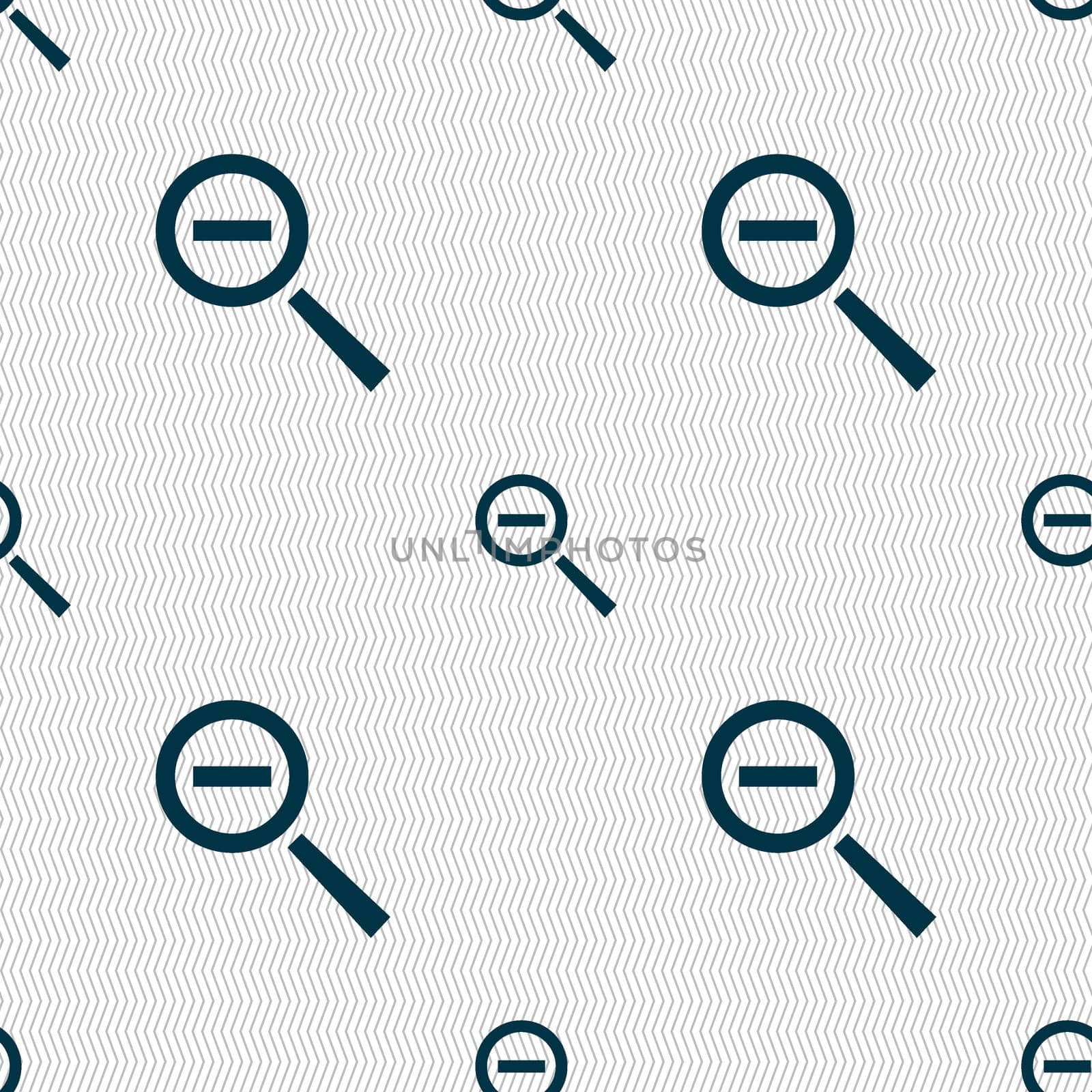 Magnifier glass, Zoom tool icon sign. Seamless abstract background with geometric shapes. illustration