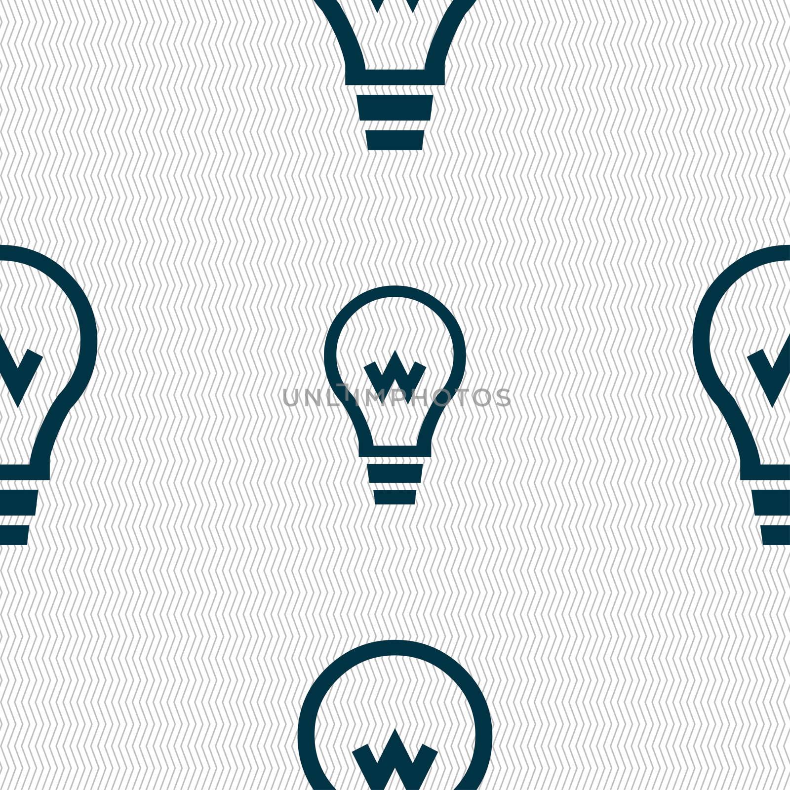 Light bulb icon sign. Seamless pattern with geometric texture. illustration