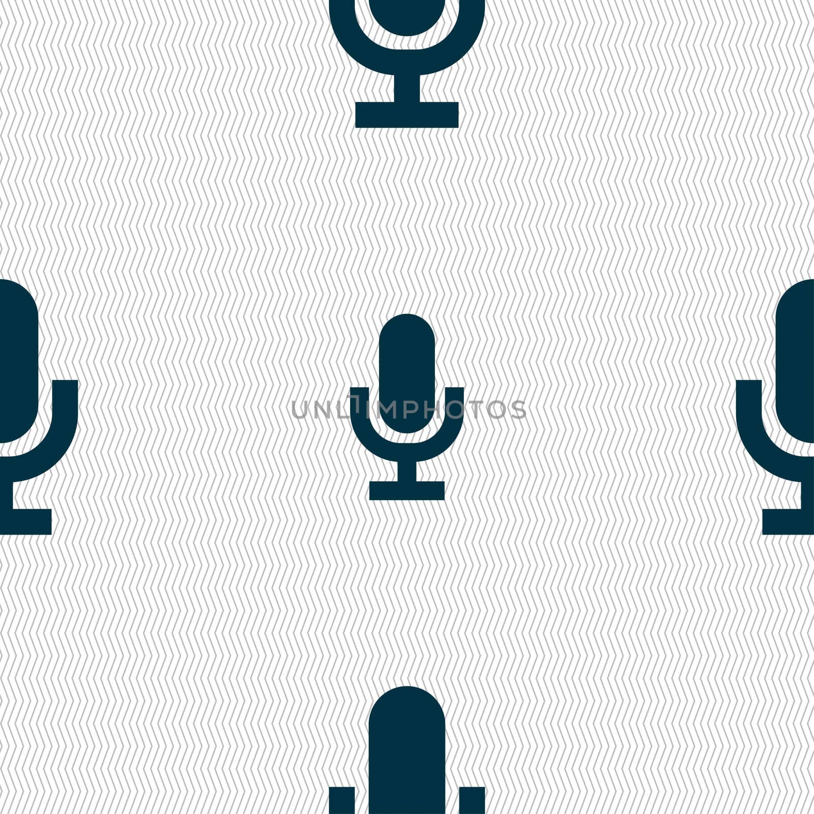 microphone icon sign. Seamless pattern with geometric texture. illustration