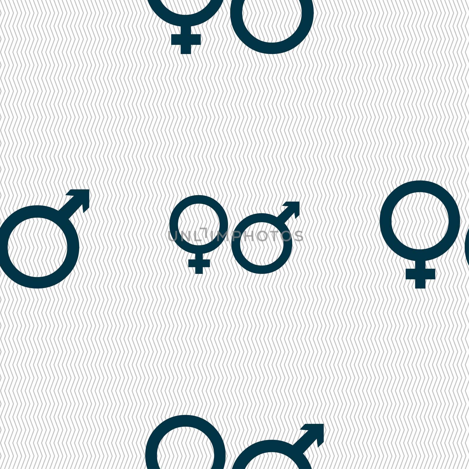 male and female icon sign. Seamless pattern with geometric texture. illustration