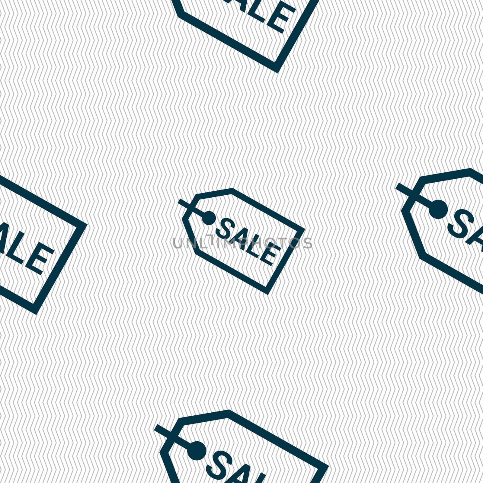 Sale icon sign. Seamless pattern with geometric texture. illustration