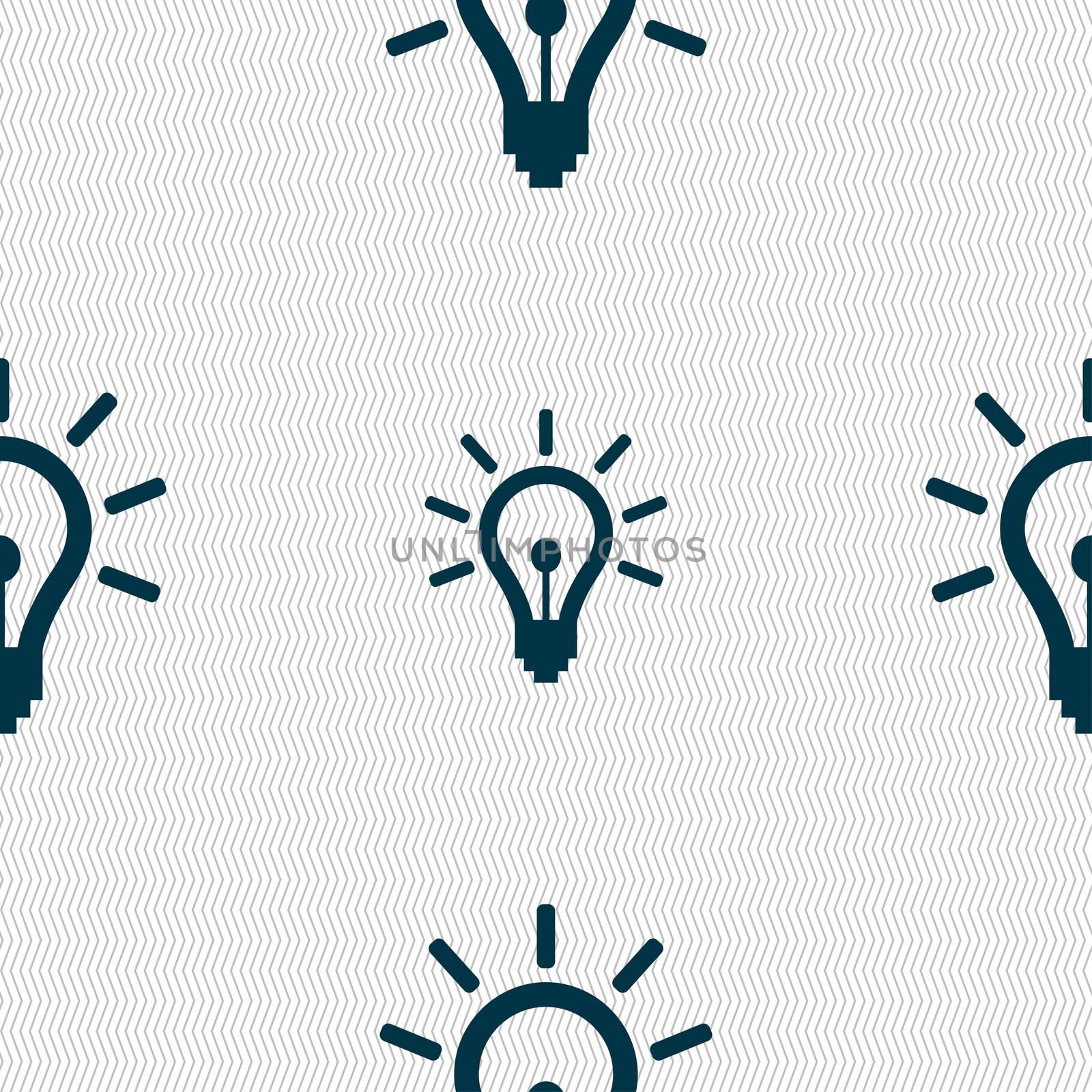 Light bulb icon sign. Seamless pattern with geometric texture. illustration