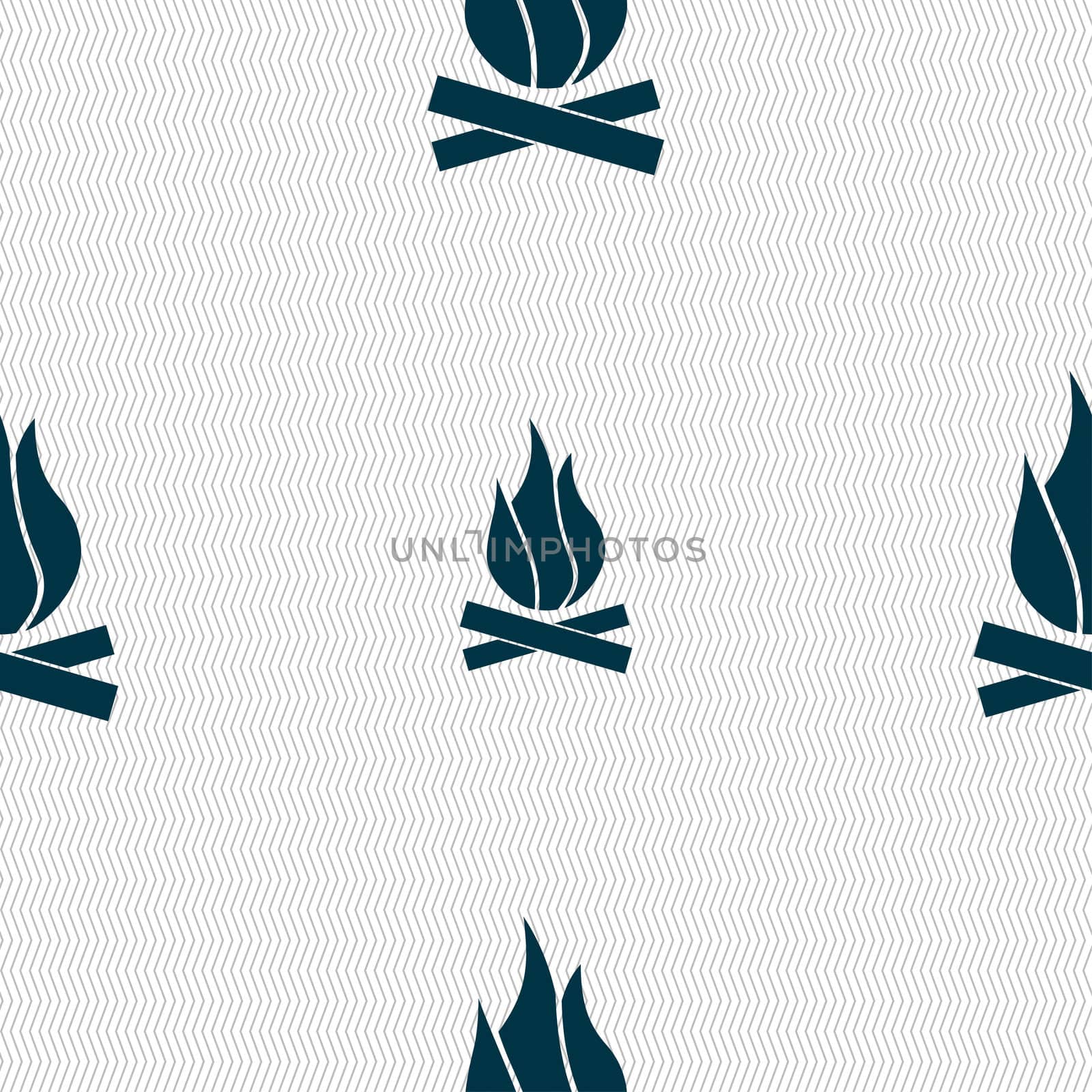 A fire icon sign. Seamless pattern with geometric texture. illustration