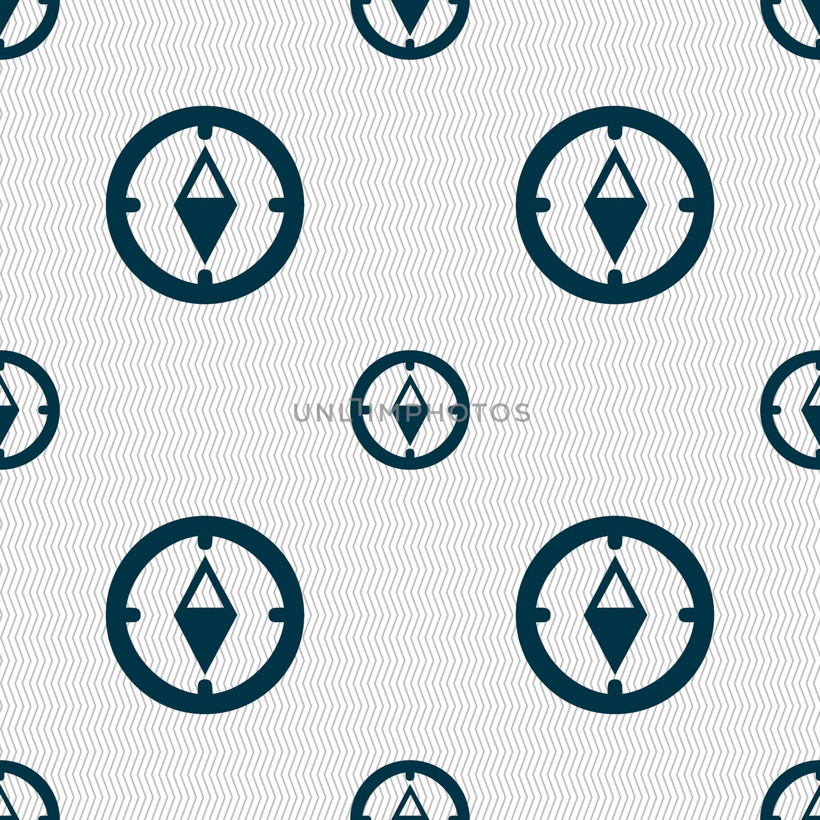 Compass sign icon. Windrose navigation symbol. Seamless abstract background with geometric shapes. illustration