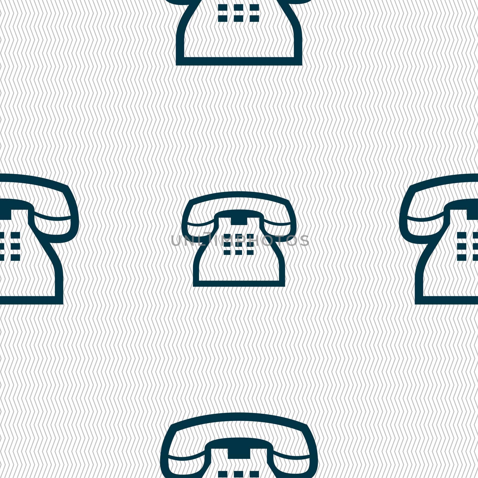 retro telephone handset icon sign. Seamless pattern with geometric texture. illustration