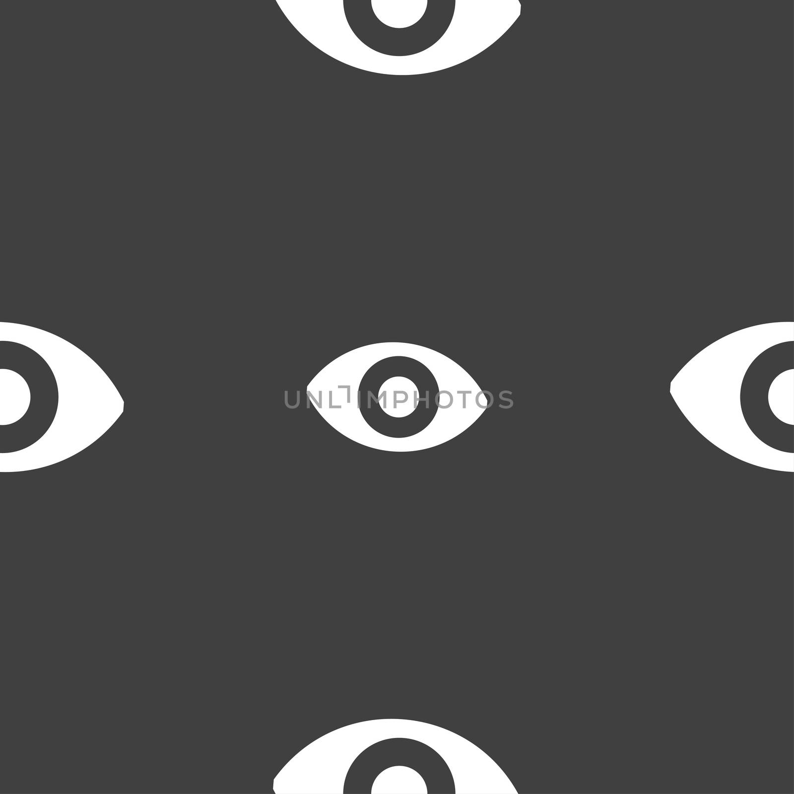 sixth sense, the eye icon sign. Seamless pattern on a gray background.  by serhii_lohvyniuk