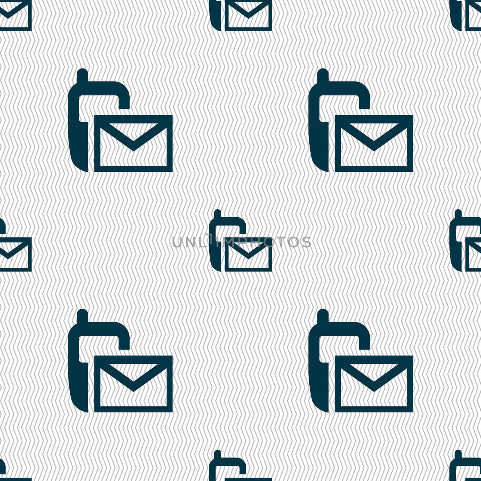 Mail icon. Envelope symbol. Message sms sign. Seamless abstract background with geometric shapes. illustration