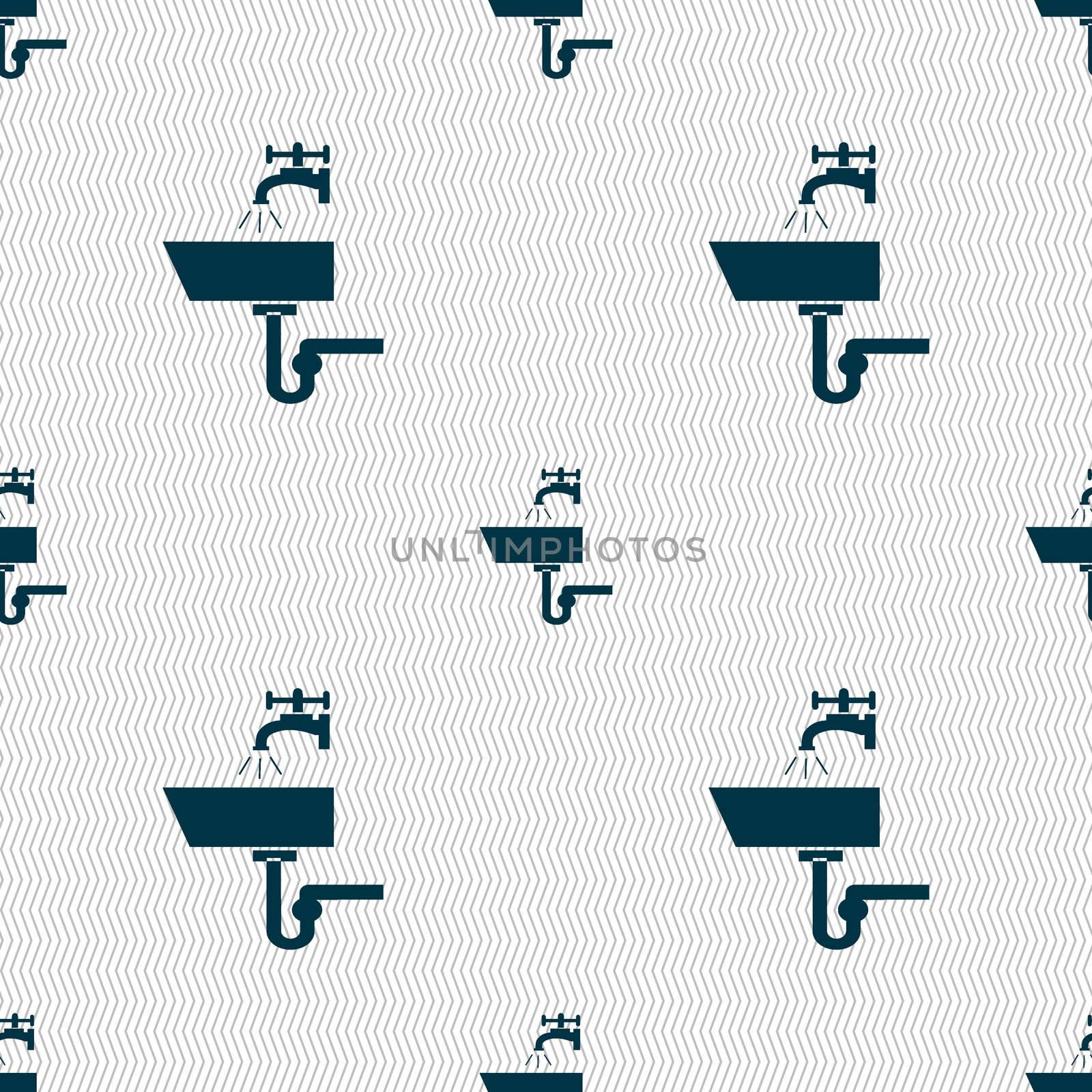 Washbasin icon sign. Seamless abstract background with geometric shapes. illustration