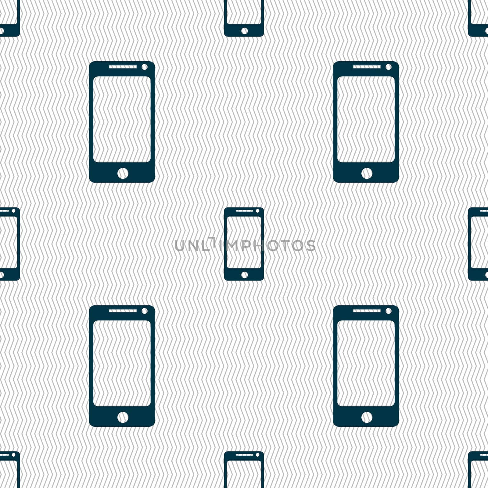 Smartphone sign icon. Support symbol. Call center. Seamless abstract background with geometric shapes. illustration