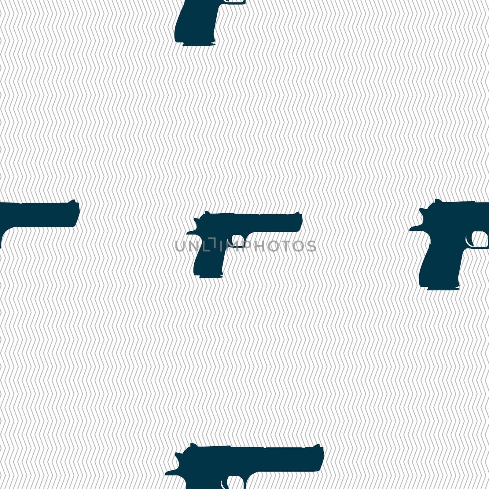 gun icon sign. Seamless pattern with geometric texture. illustration