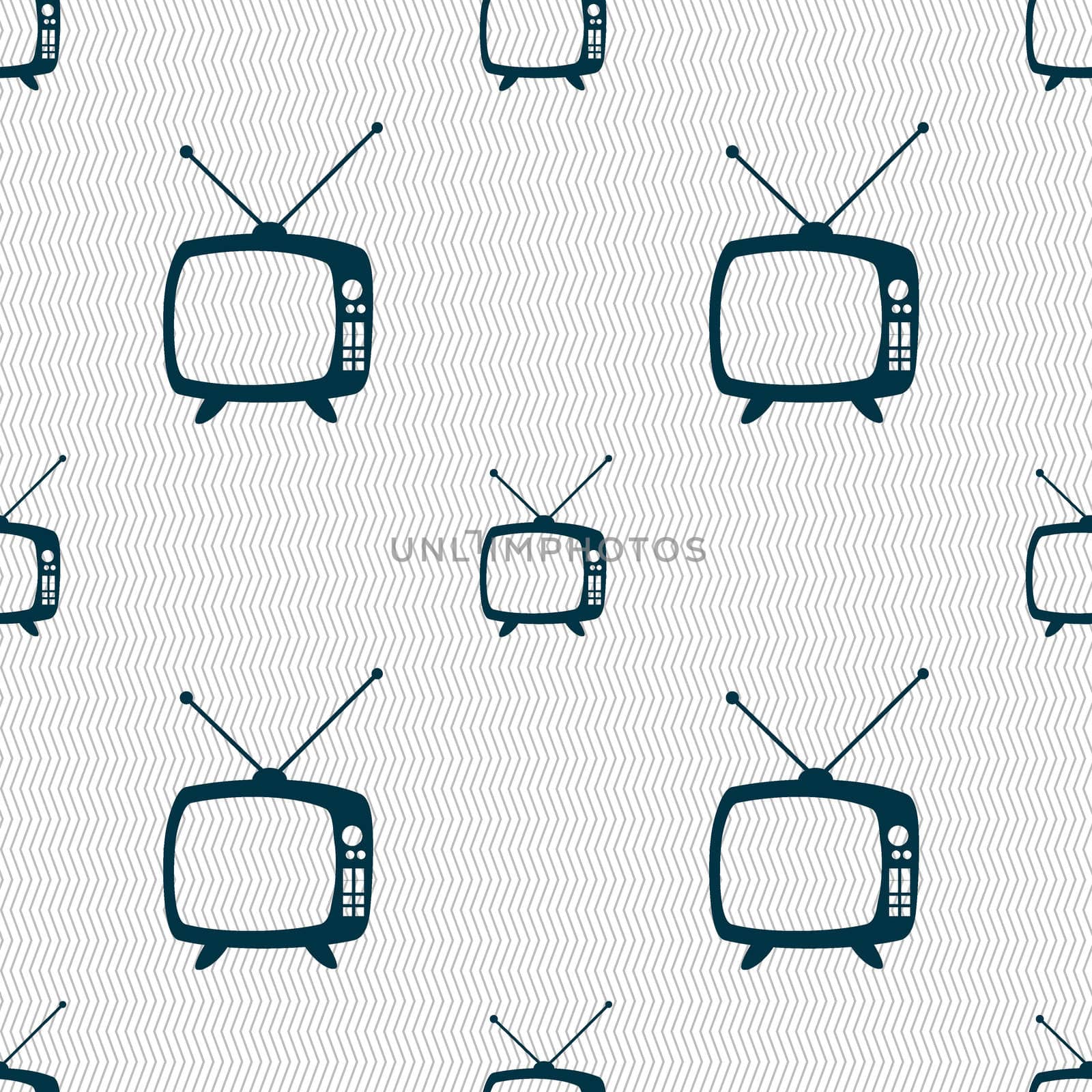 Retro TV mode sign icon. Television set symbol. Seamless abstract background with geometric shapes. illustration