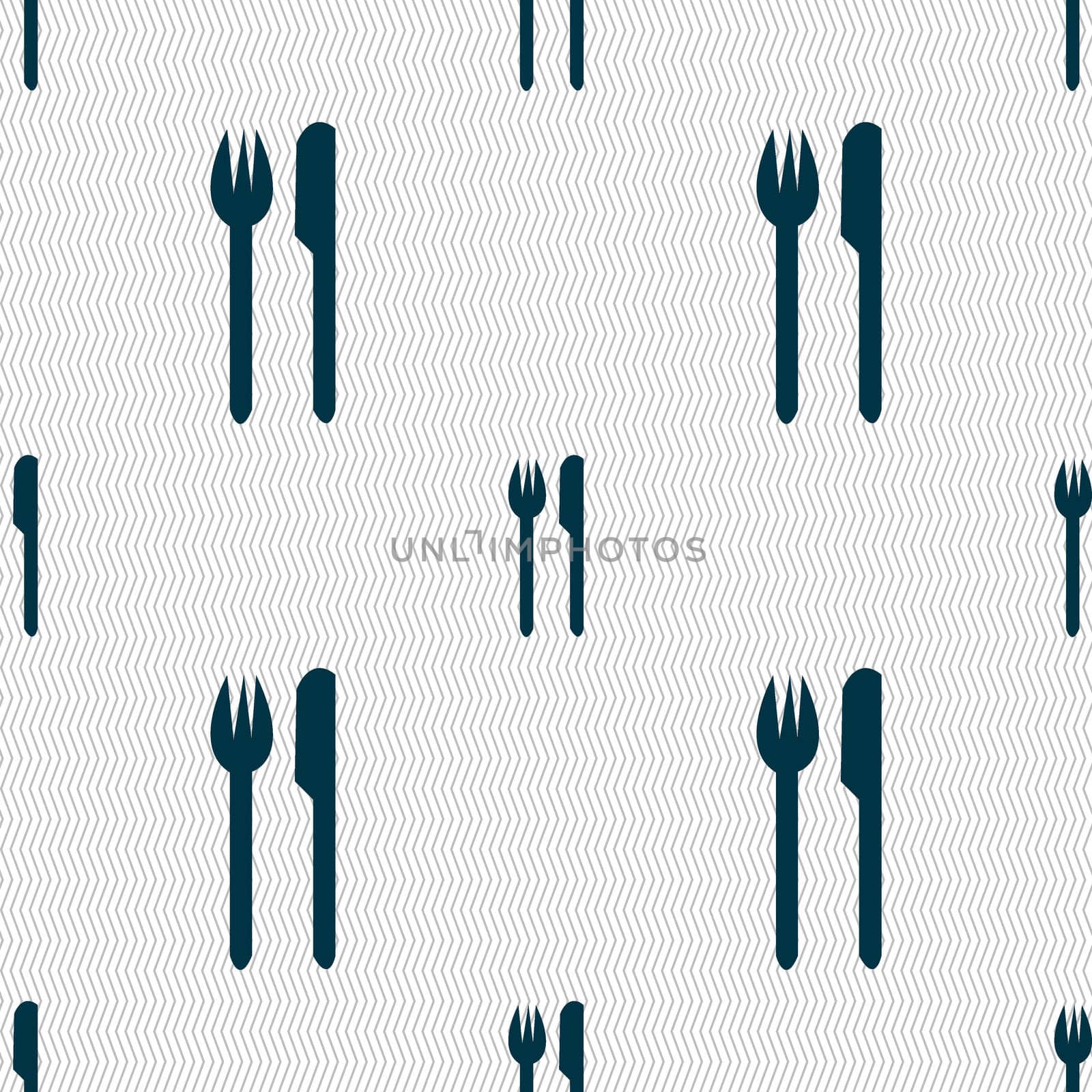 Eat sign icon. Cutlery symbol. Fork and knife. Seamless abstract background with geometric shapes. illustration