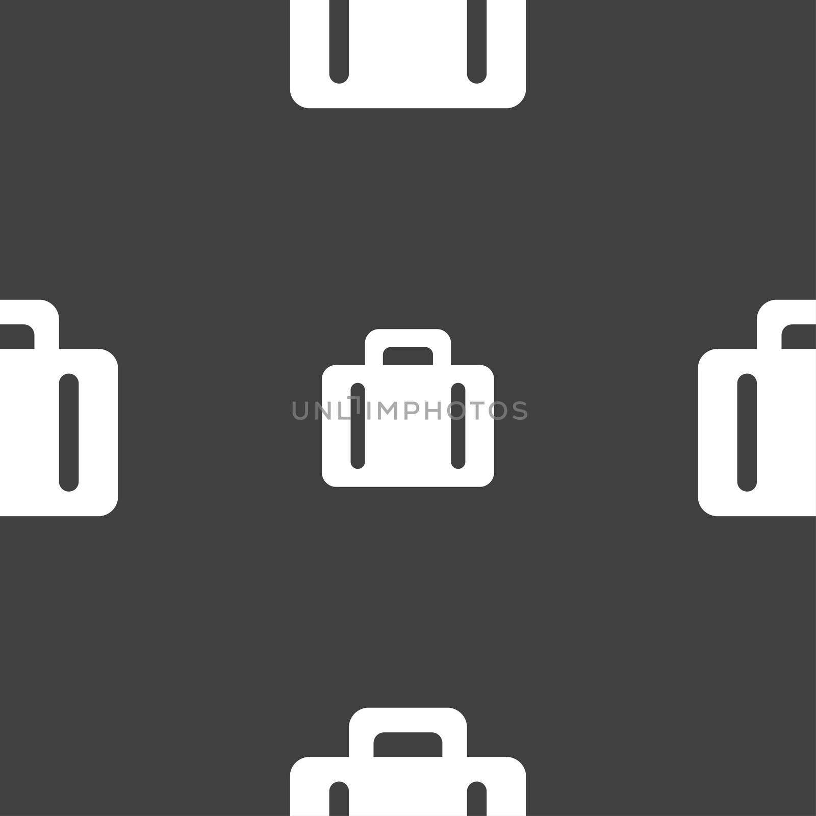 suitcase icon sign. Seamless pattern on a gray background. illustration