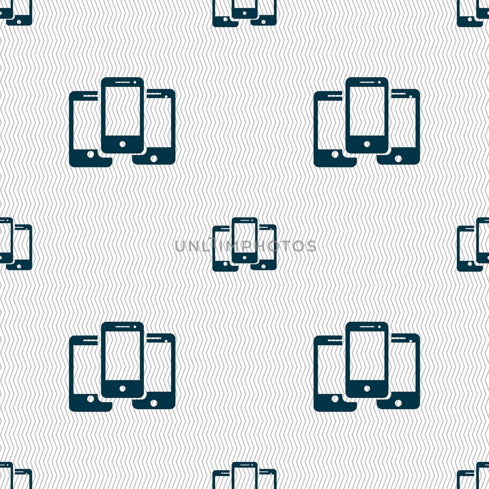 Smartphone sign icon. Support symbol. Call center. Seamless abstract background with geometric shapes. illustration