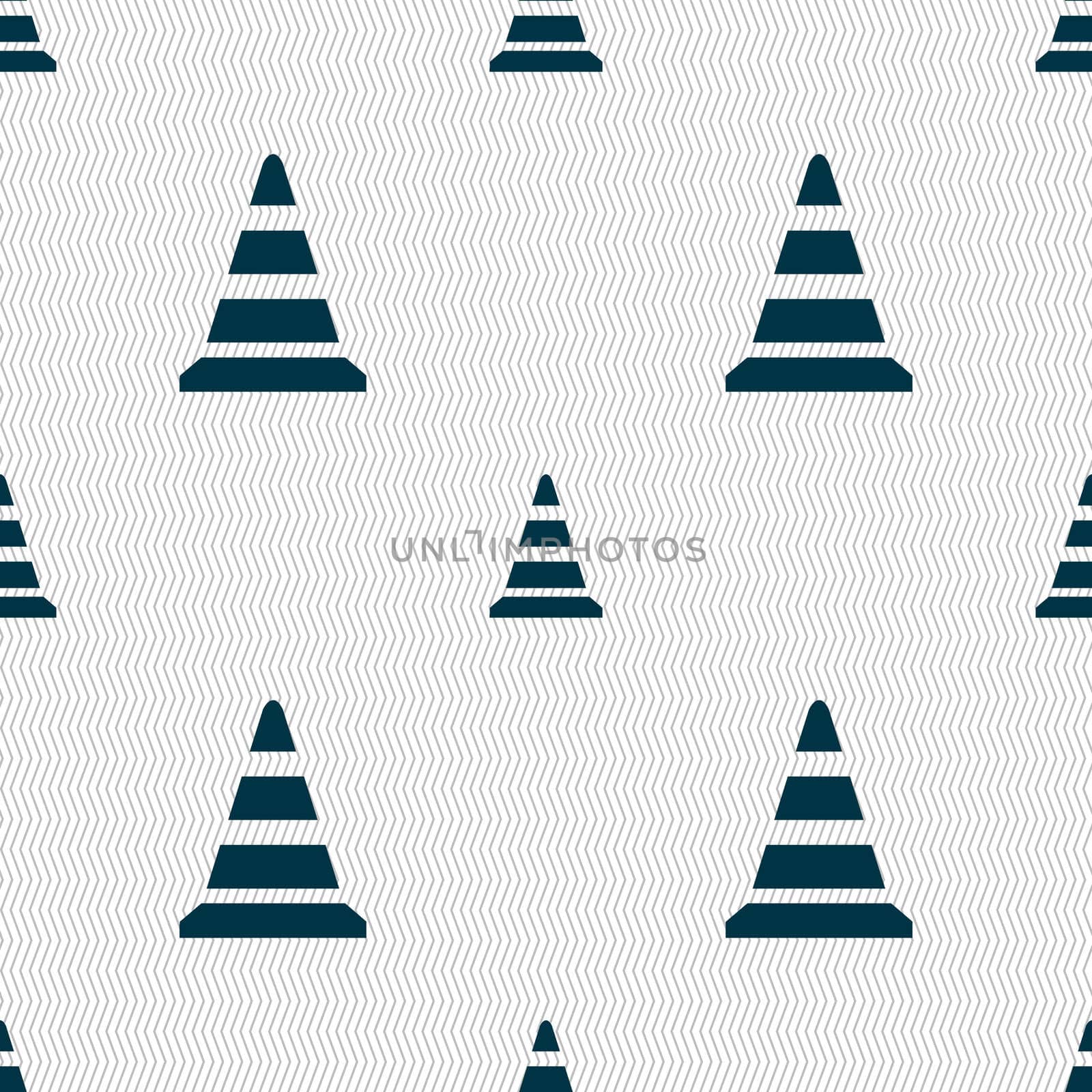 road cone icon. Seamless abstract background with geometric shapes. illustration